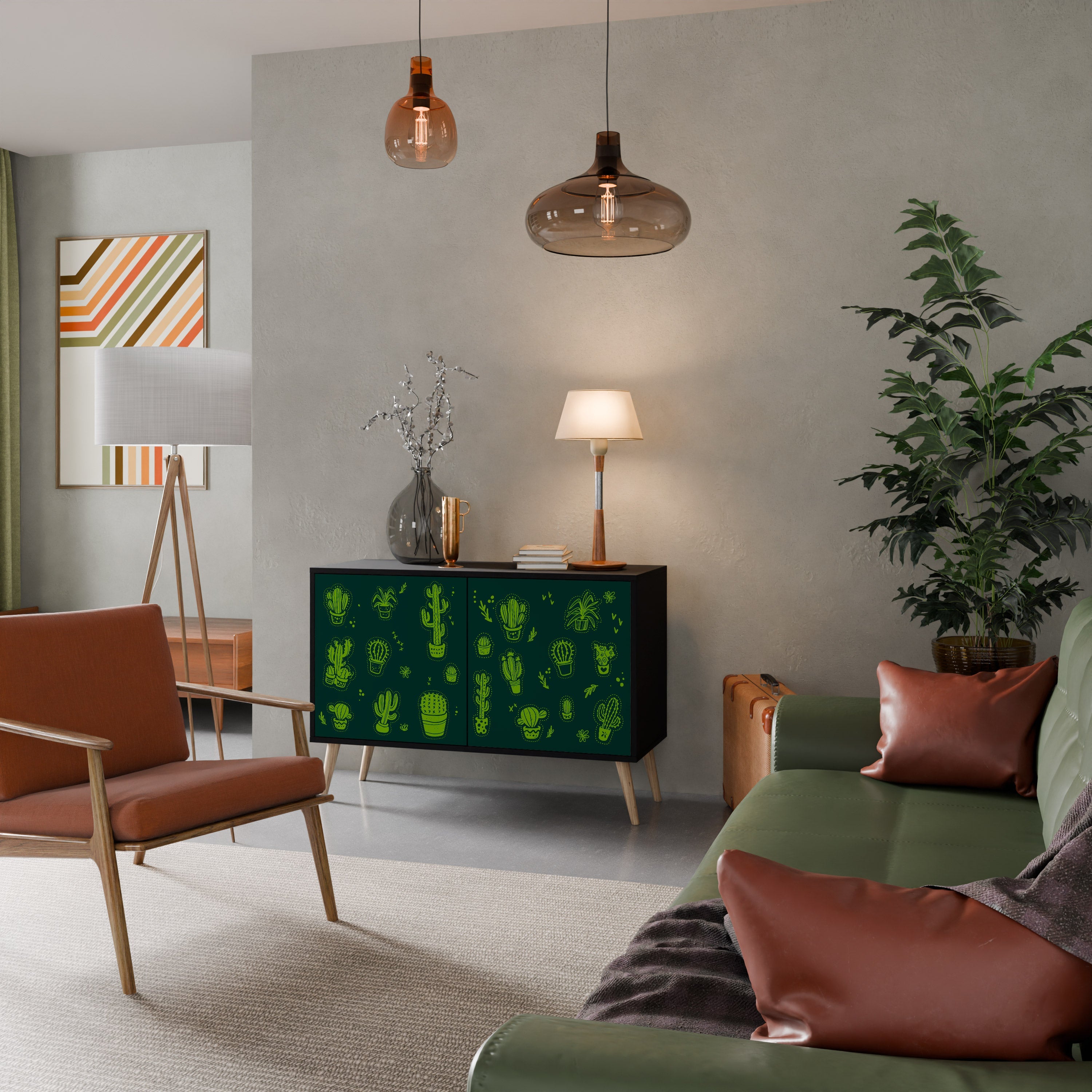 Buffet 2 portes DESERT GREEN finition noire