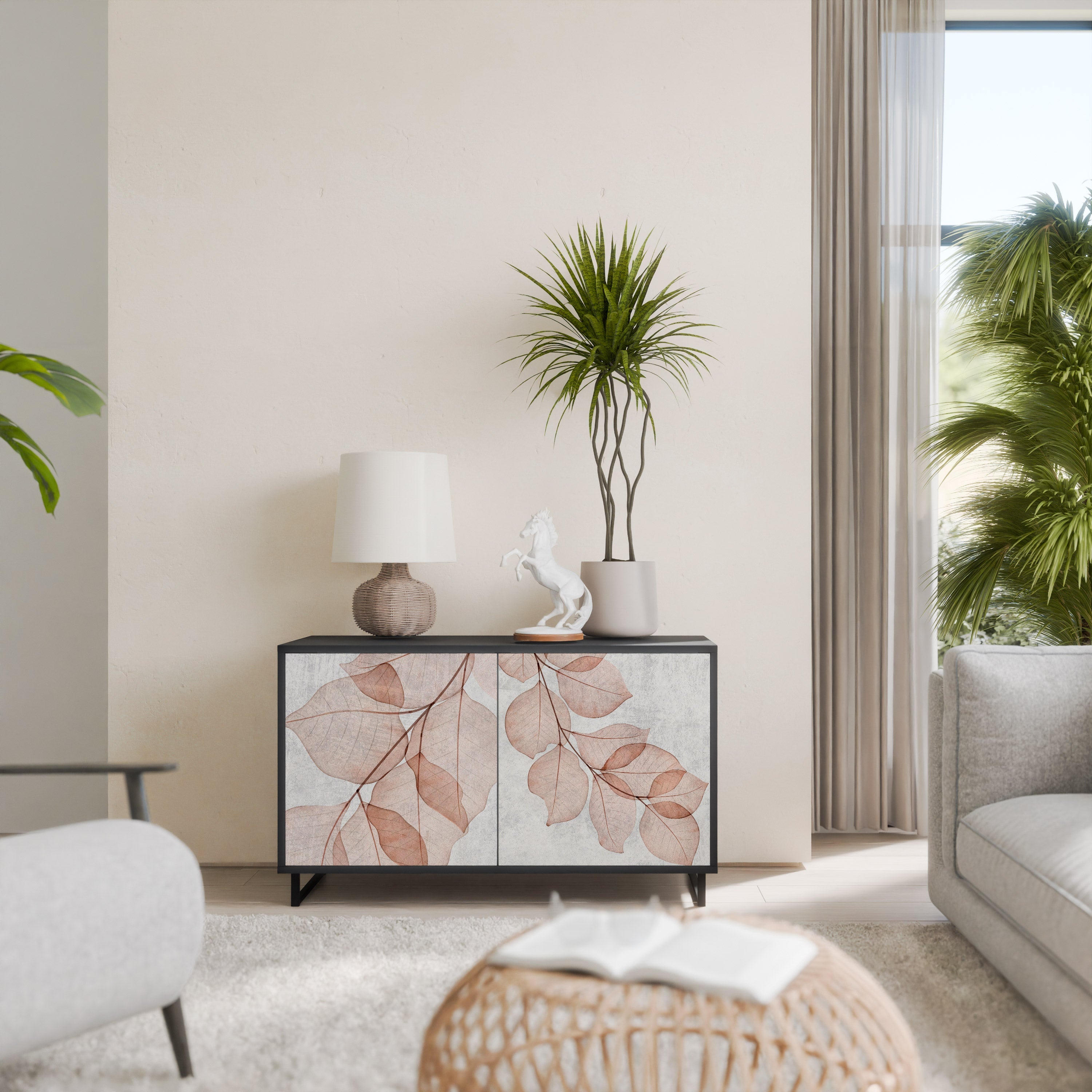 Buffet 2 portes AUTUMN FRAGILITY finition noire