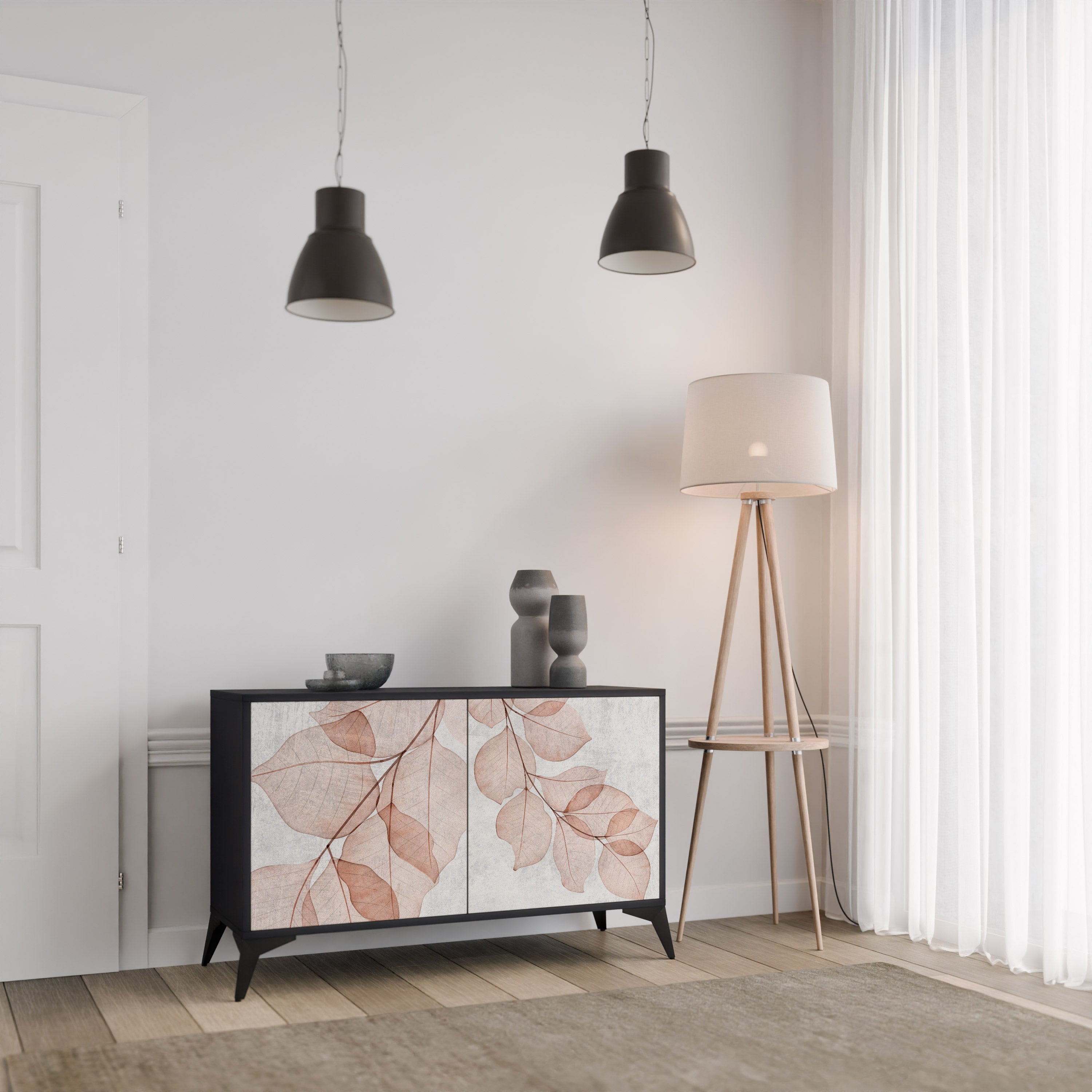 Buffet 2 portes AUTUMN FRAGILITY finition noire