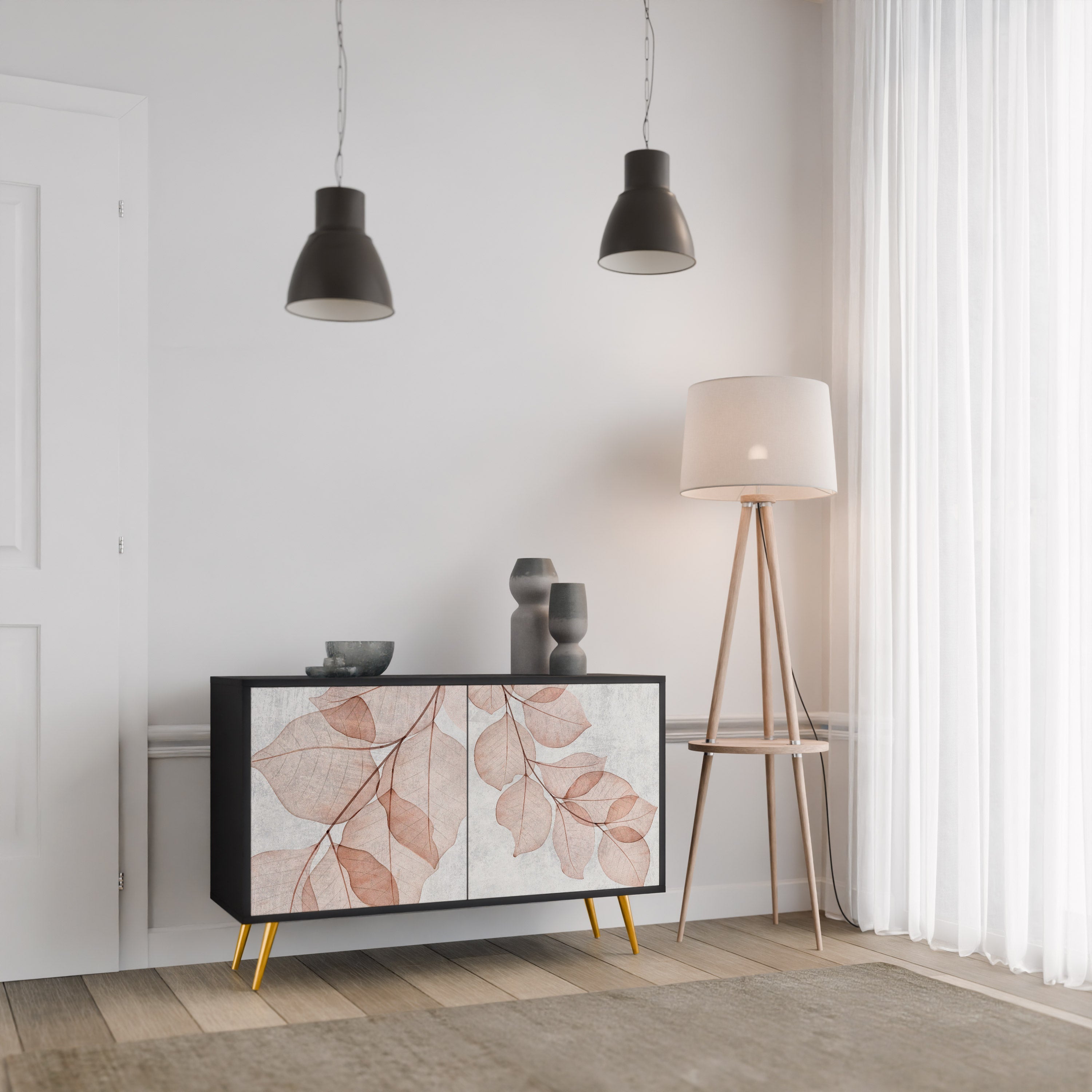 Buffet 2 portes AUTUMN FRAGILITY finition noire