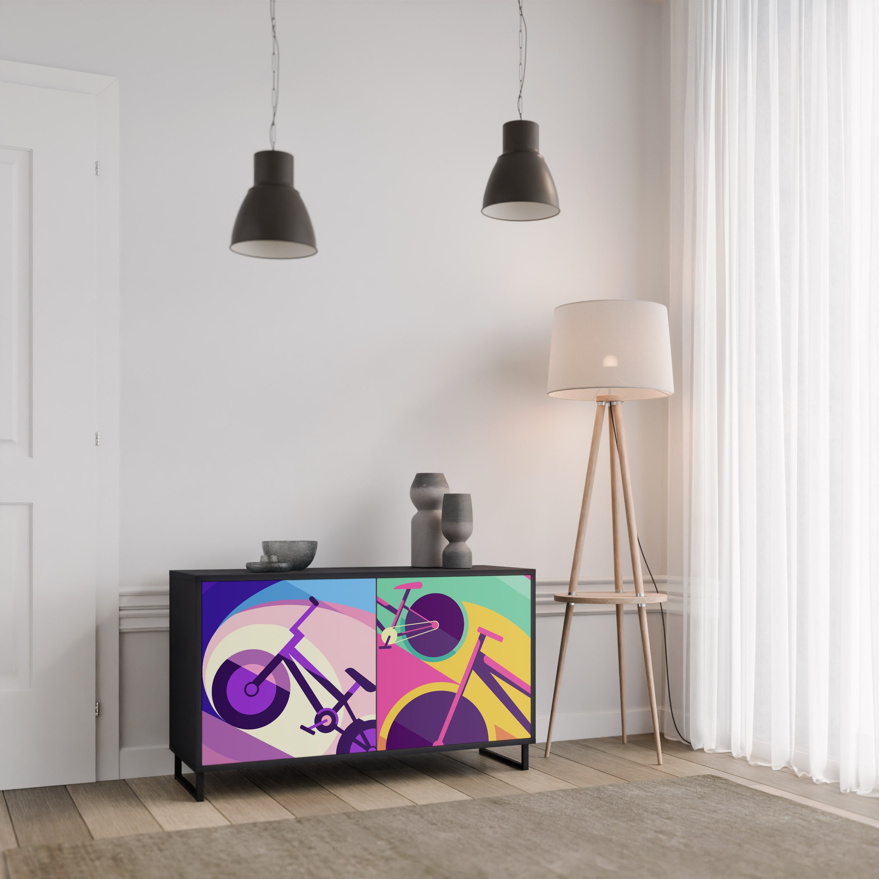 Buffet 2 portes BIKE DREAMS finition noire