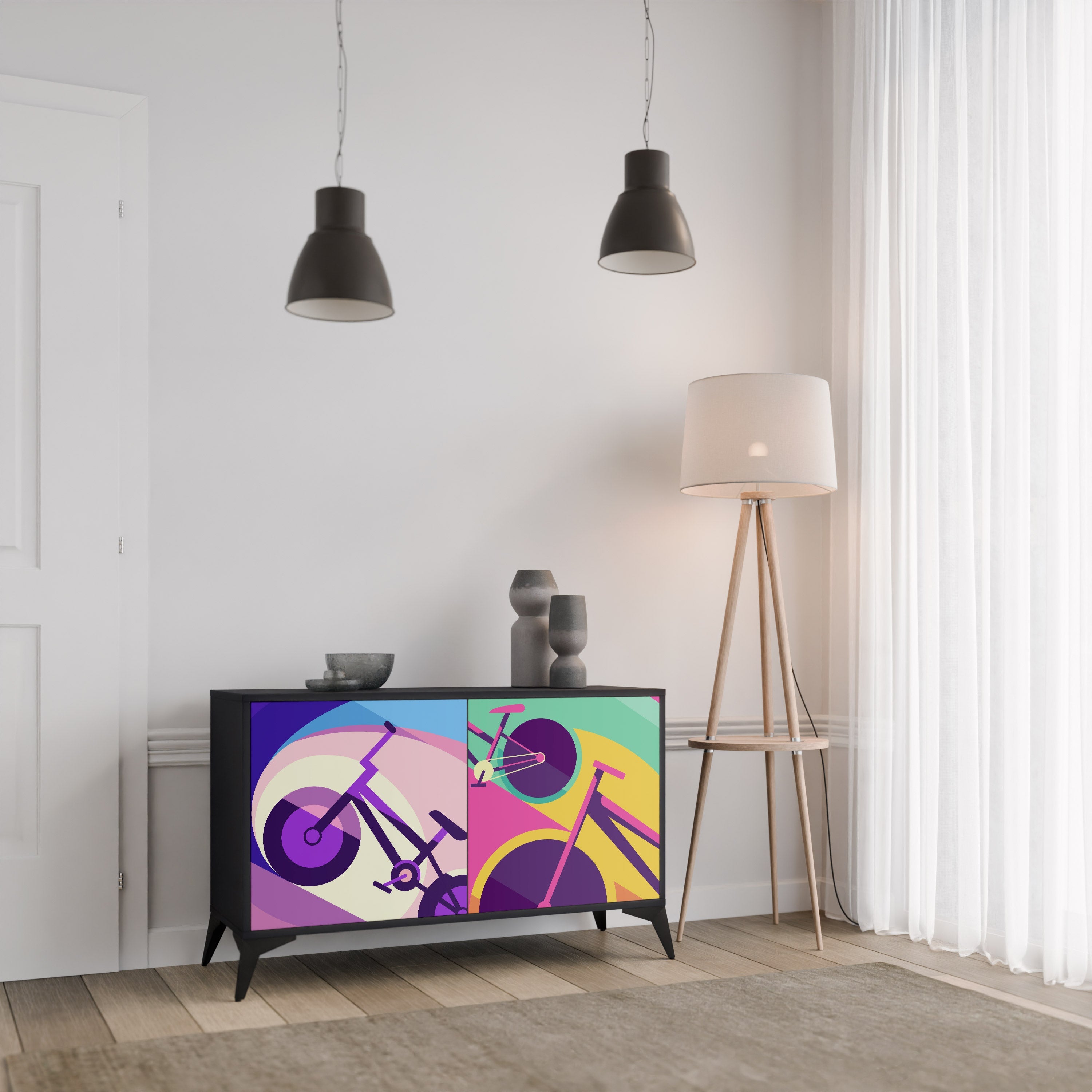 Buffet 2 portes BIKE DREAMS finition noire