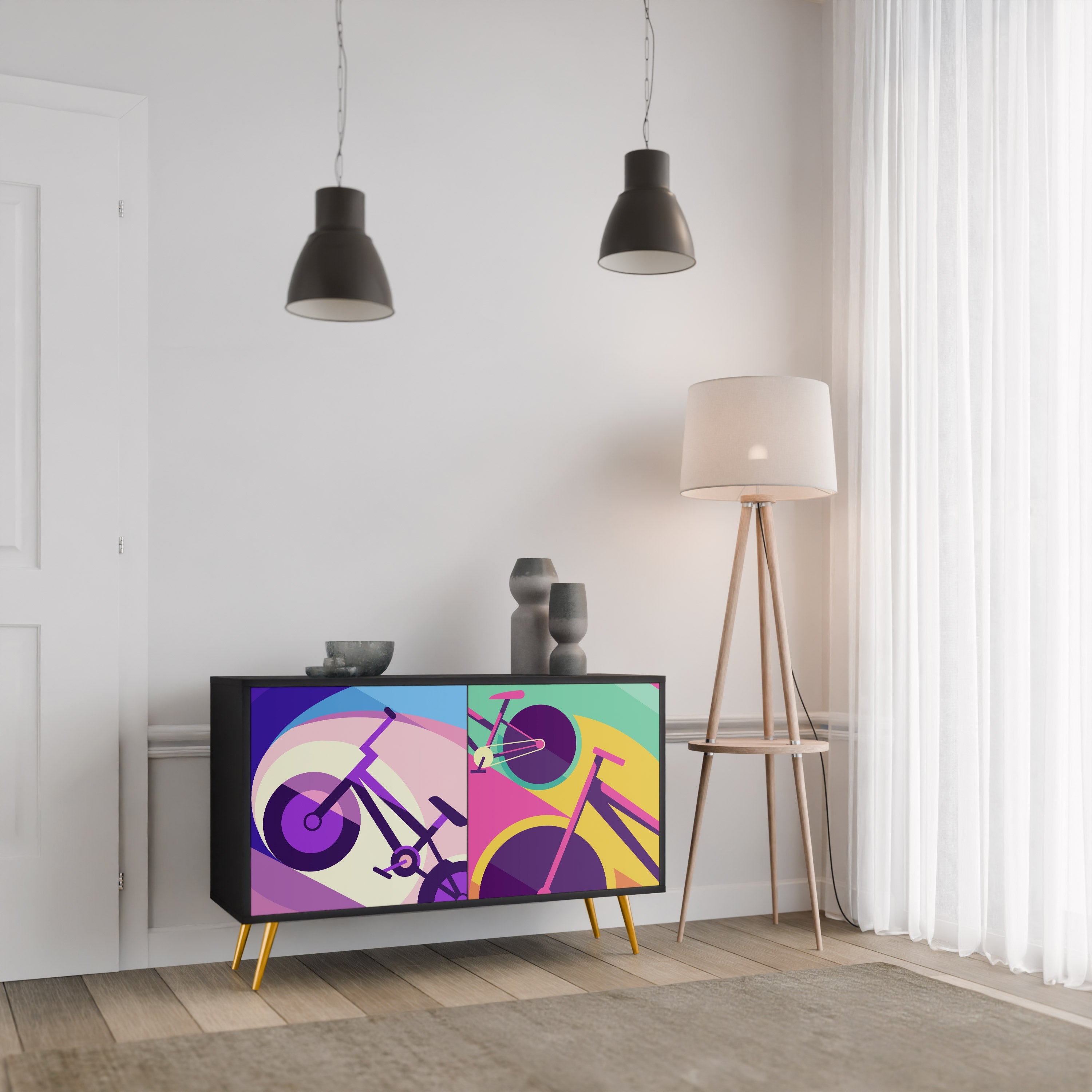 Buffet 2 portes BIKE DREAMS finition noire