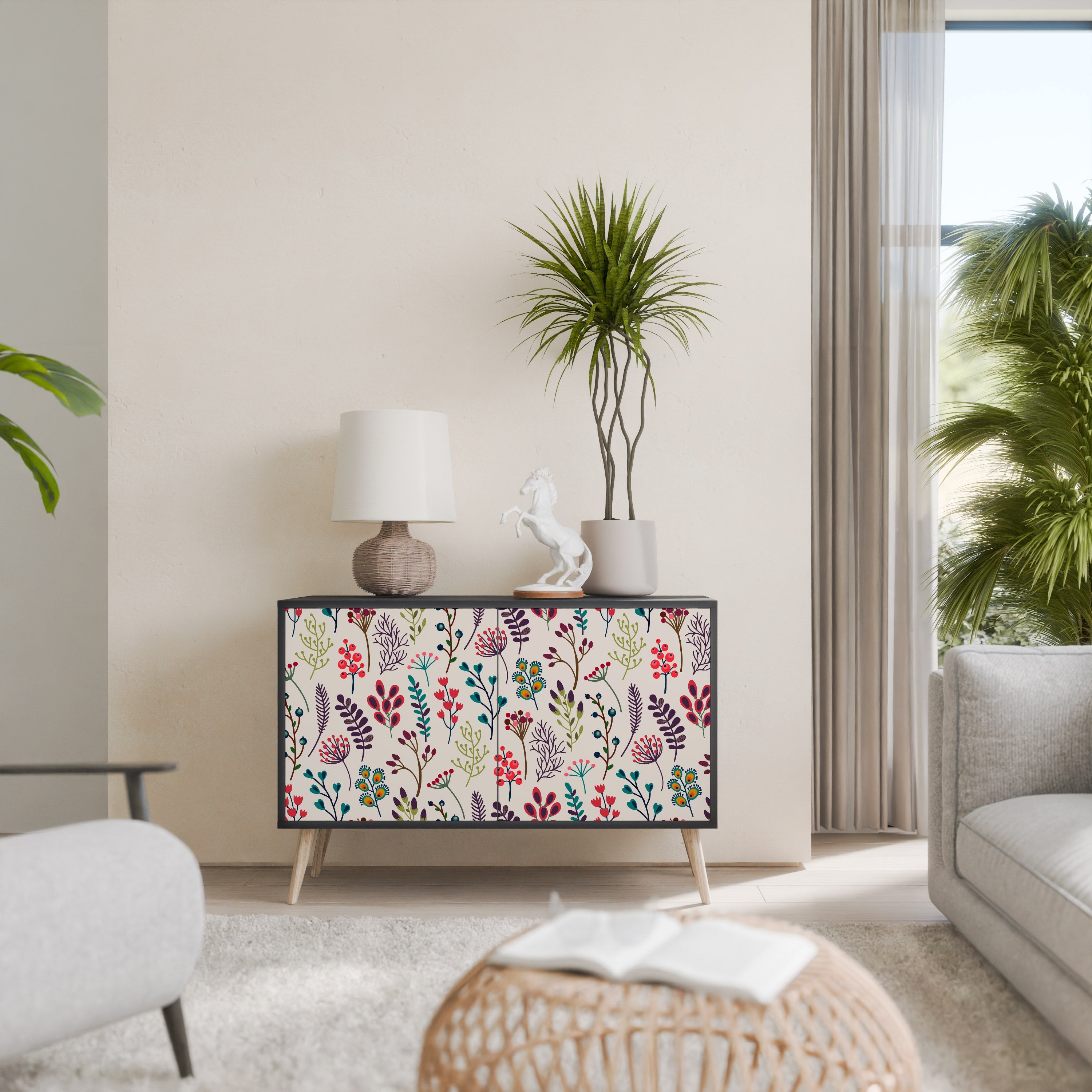 Buffet 2 portes AUTUMN SUNDRIES en finition noire