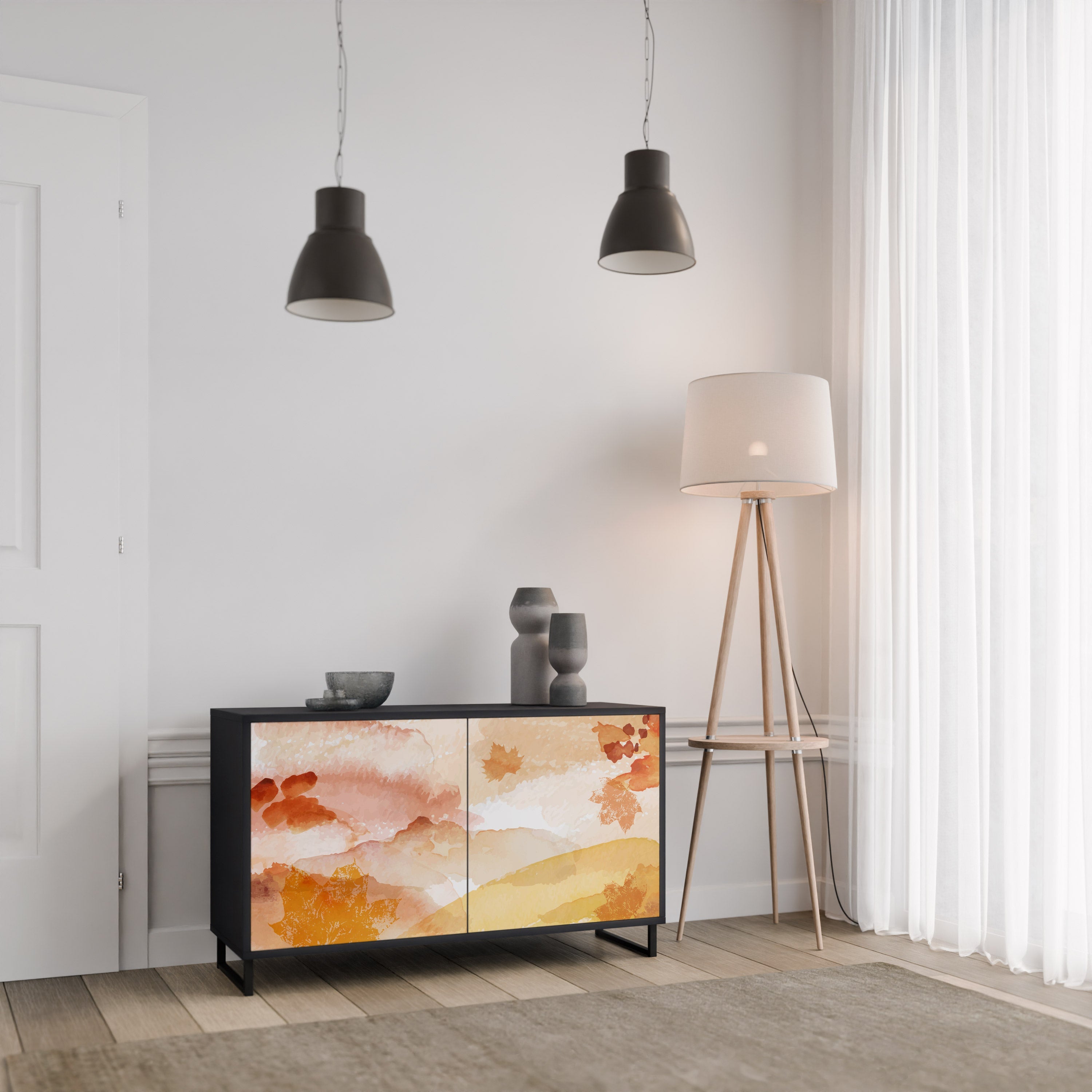 Buffet 2 portes TRACES OF AUTUMN finition noire