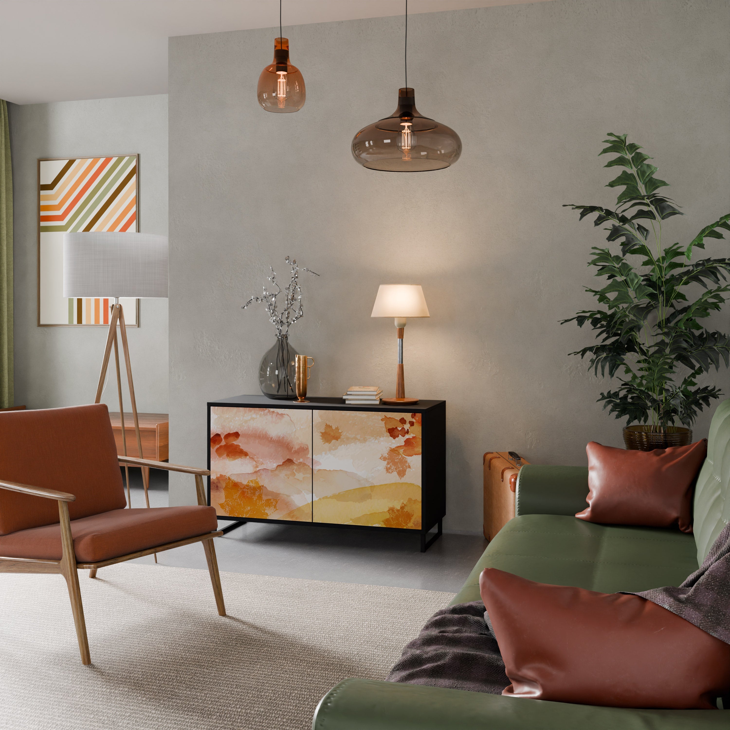 Buffet 2 portes TRACES OF AUTUMN finition noire