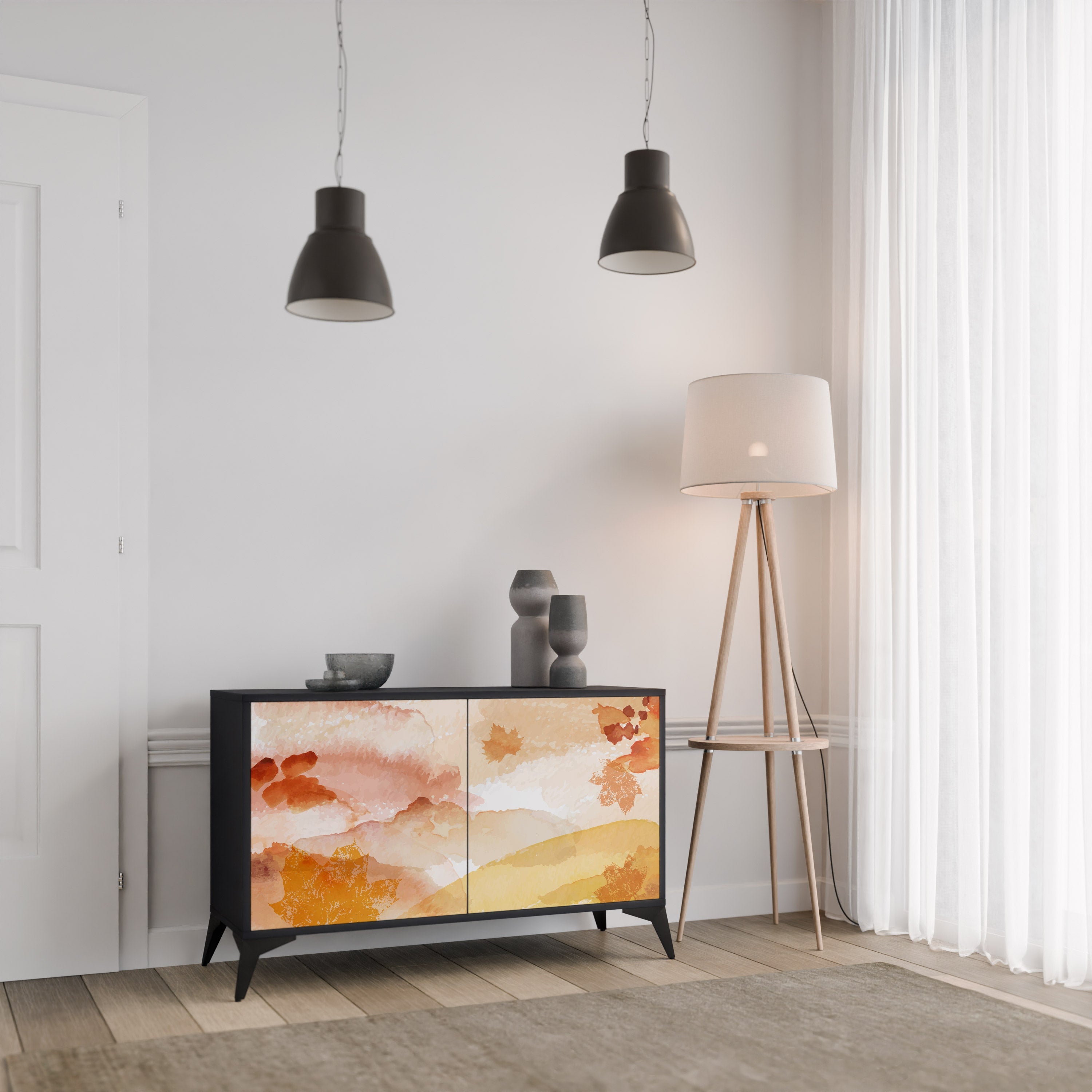 Buffet 2 portes TRACES OF AUTUMN finition noire