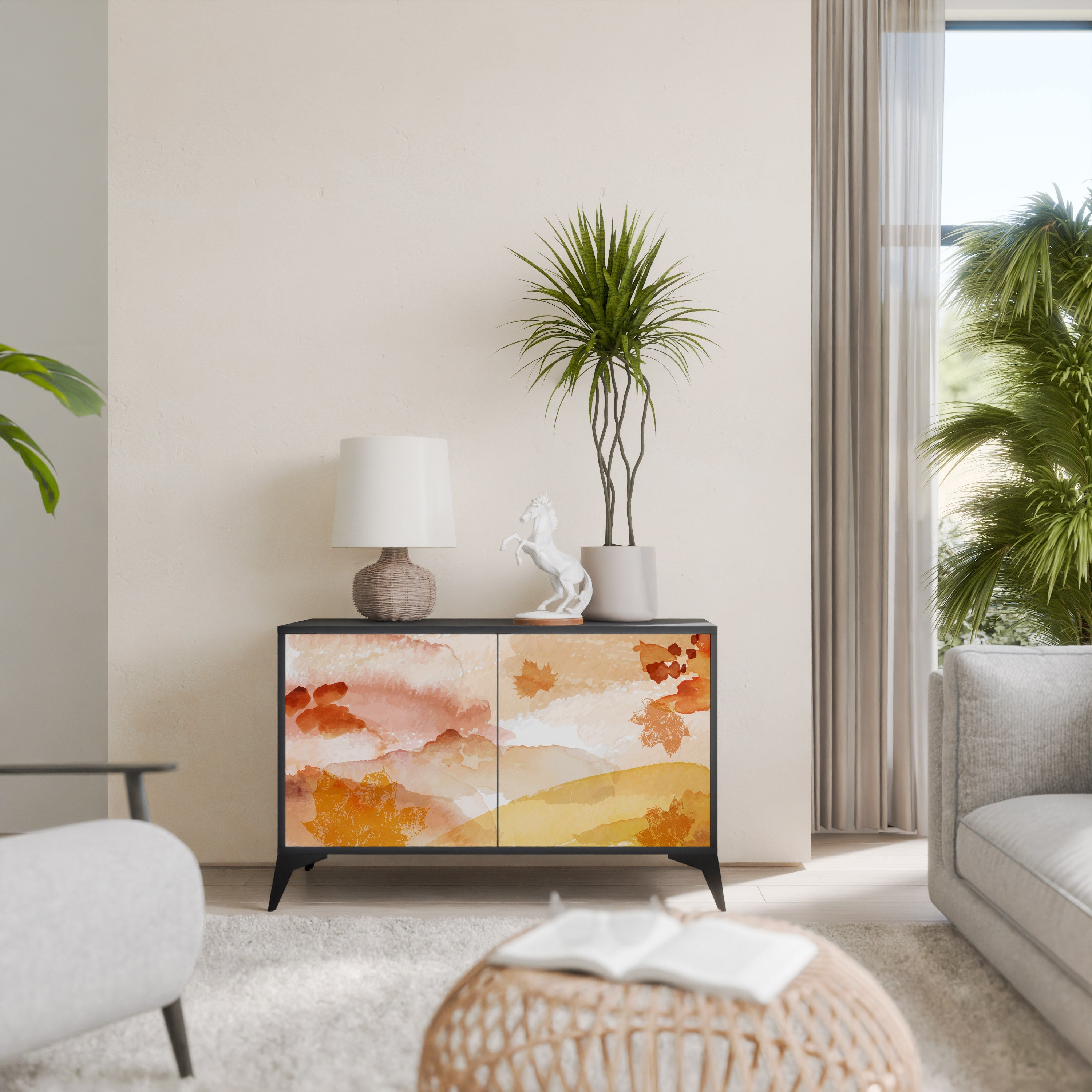 Buffet 2 portes TRACES OF AUTUMN finition noire