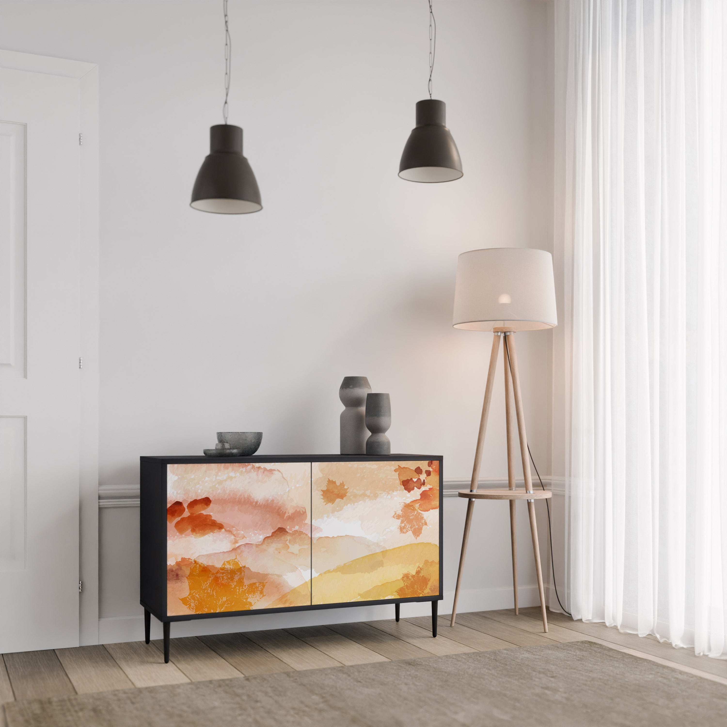 Buffet 2 portes TRACES OF AUTUMN finition noire