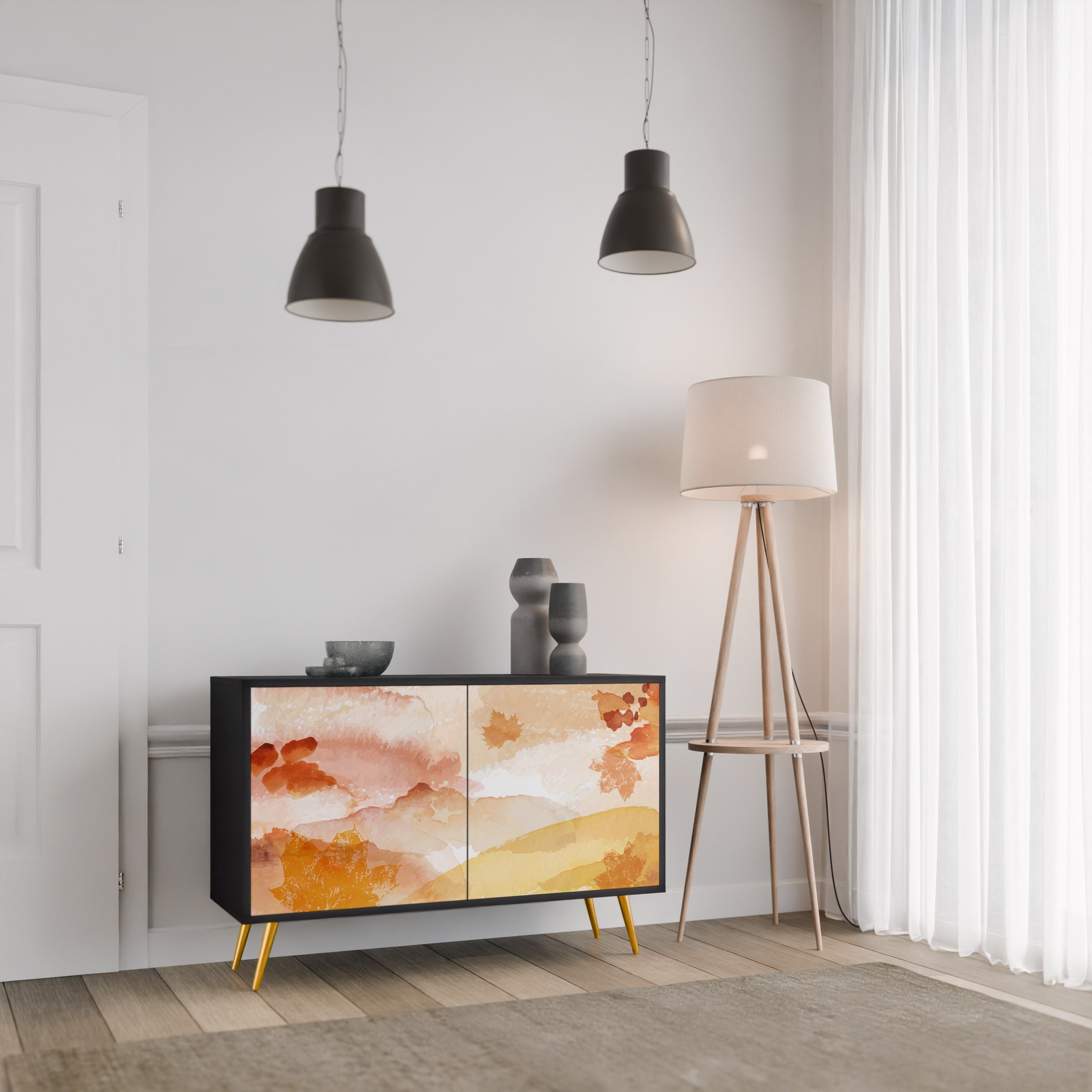 Buffet 2 portes TRACES OF AUTUMN finition noire