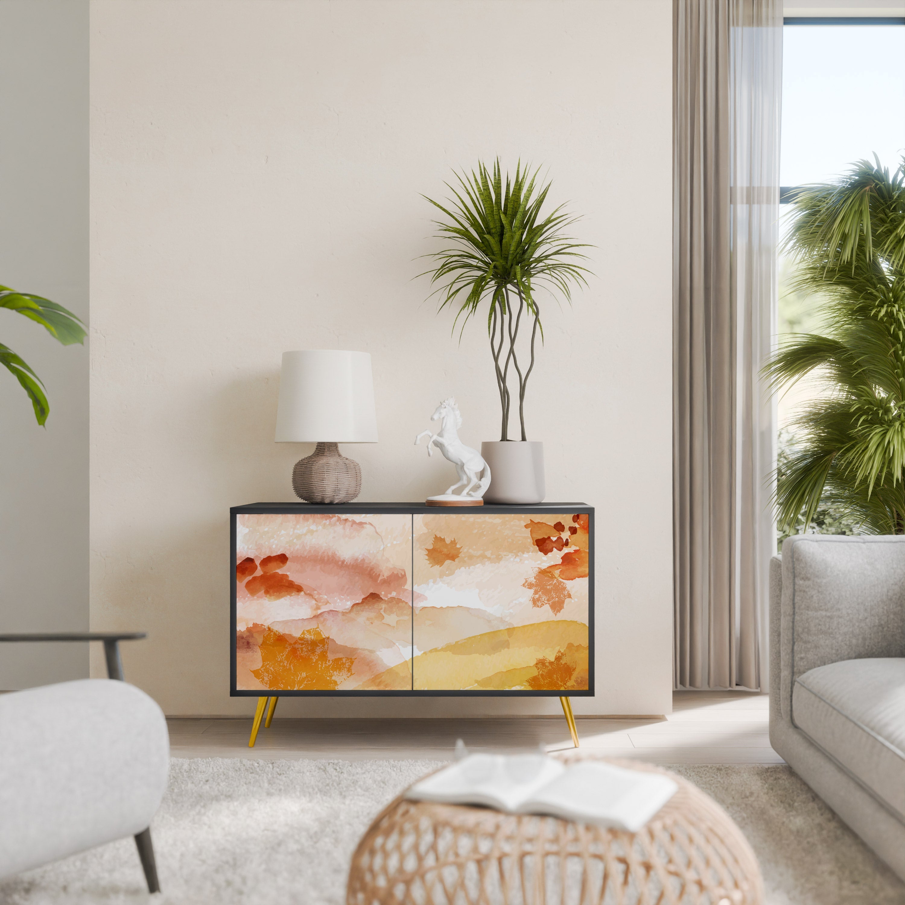 Buffet 2 portes TRACES OF AUTUMN finition noire