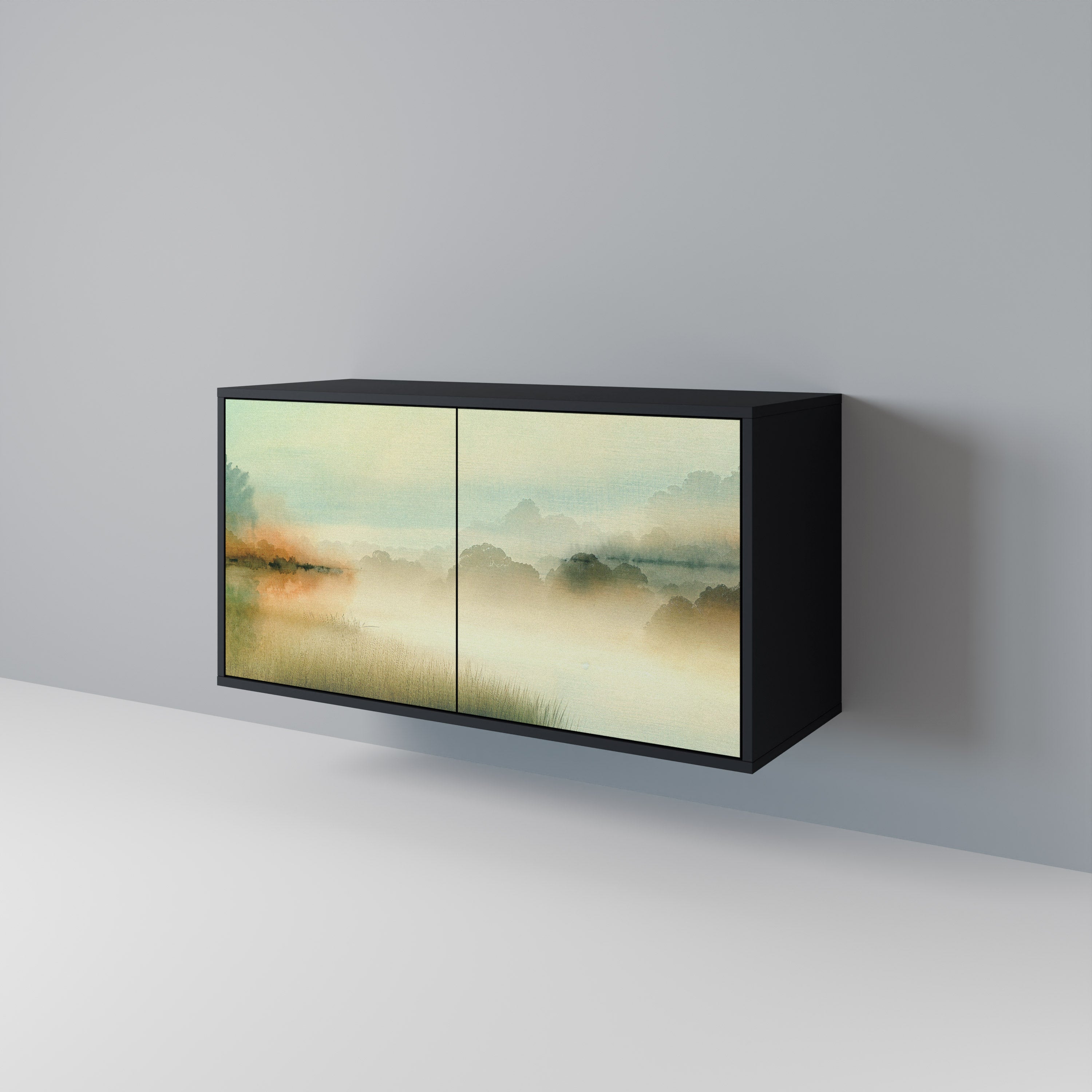 Buffet 2 portes MORNING BY THE LAKE en finition noire