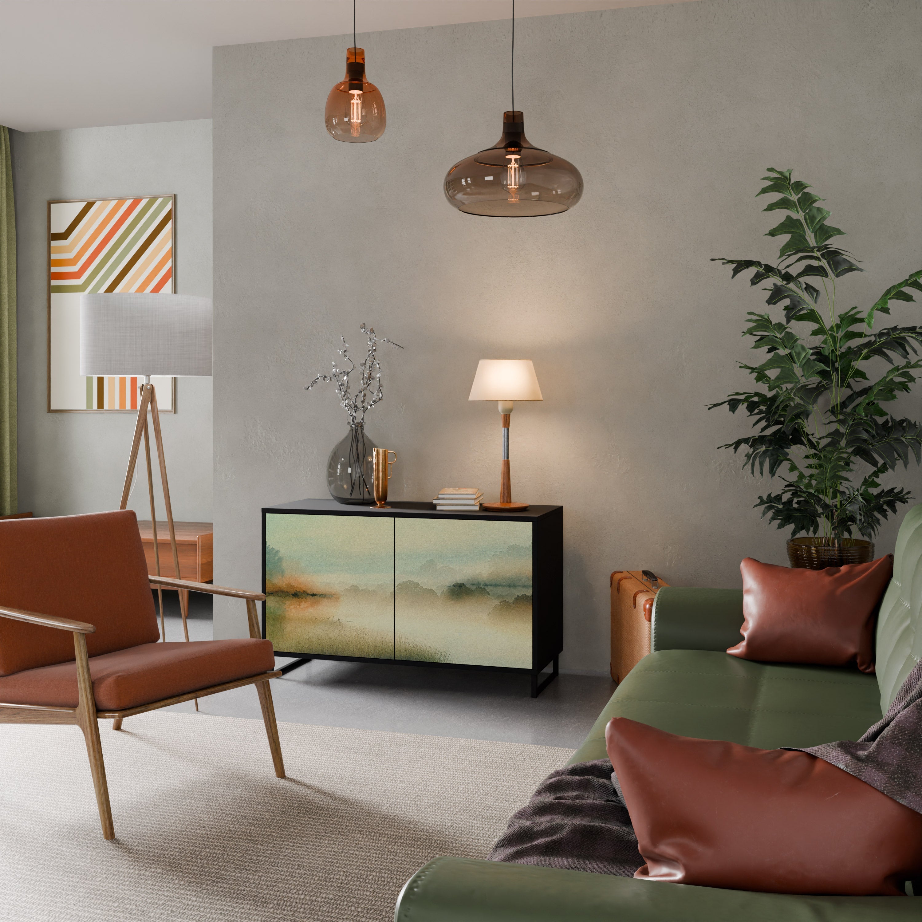 Buffet 2 portes MORNING BY THE LAKE en finition noire