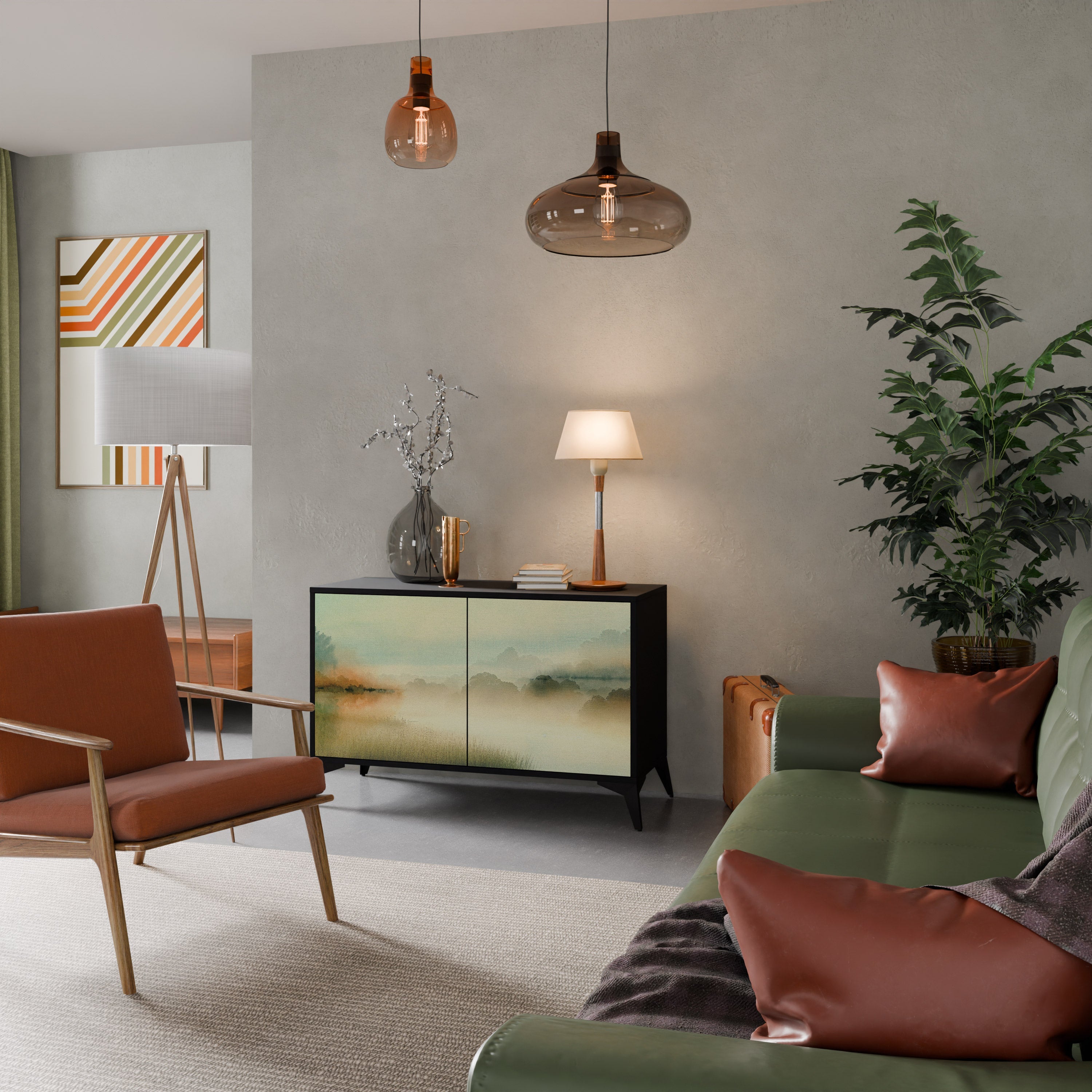 Buffet 2 portes MORNING BY THE LAKE en finition noire