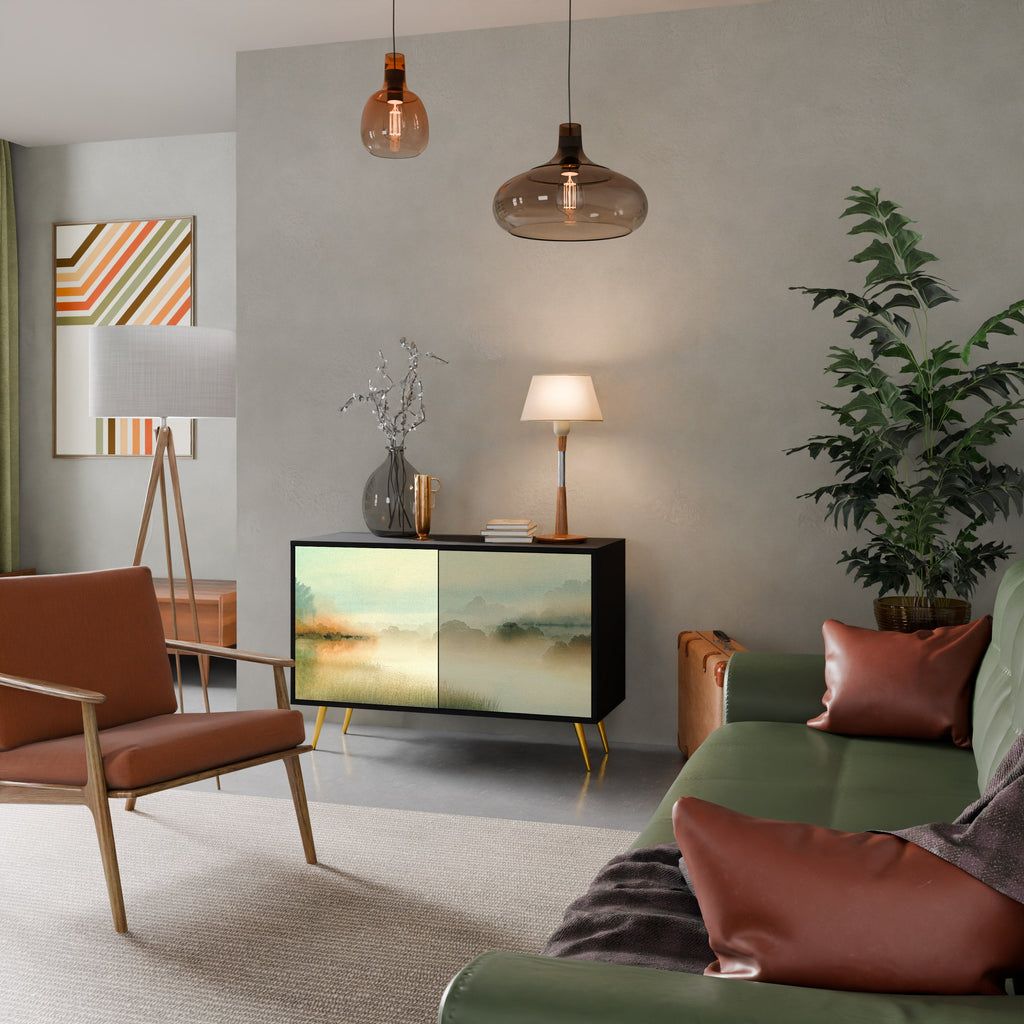 Buffet 2 portes MORNING BY THE LAKE en finition noire