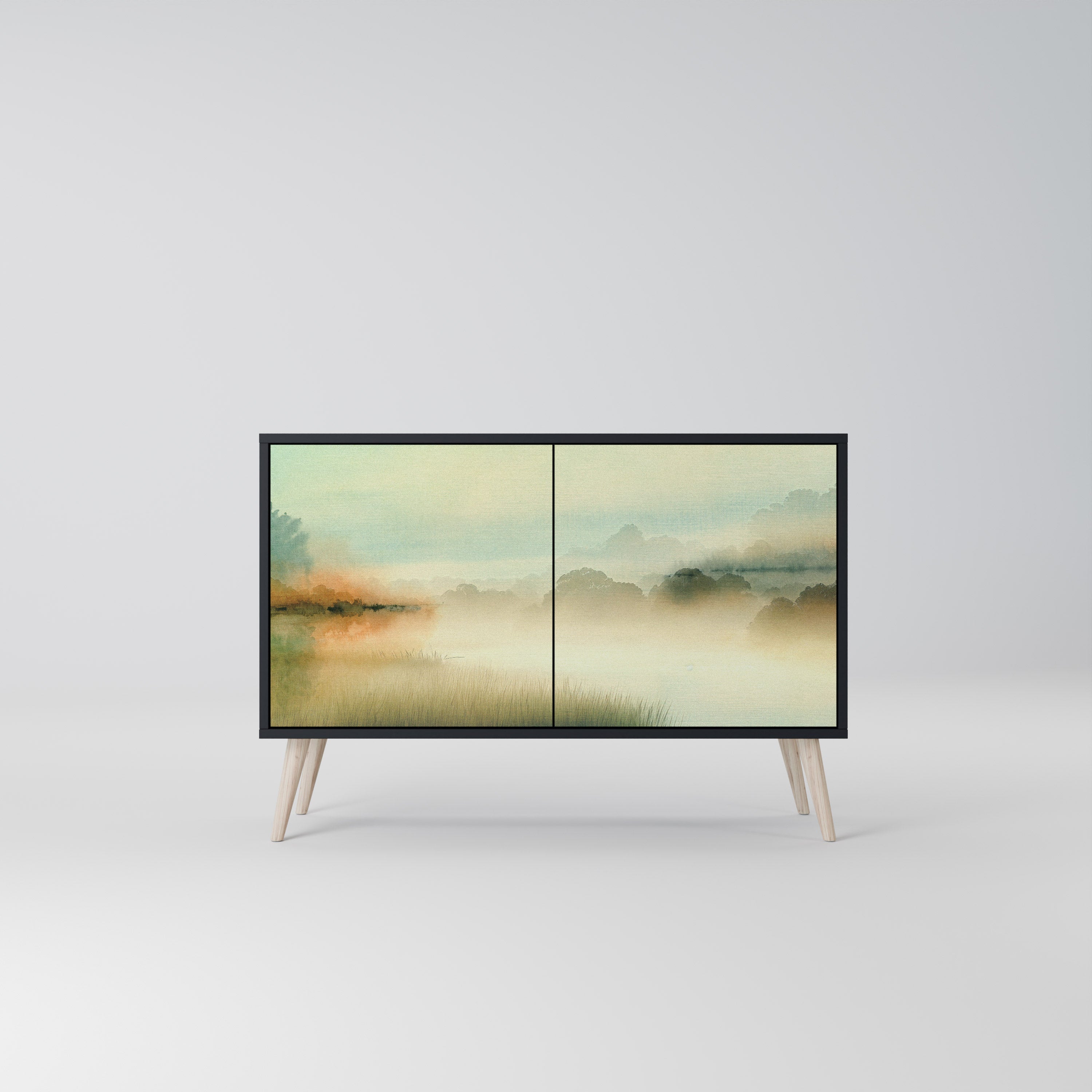 Buffet 2 portes MORNING BY THE LAKE en finition noire