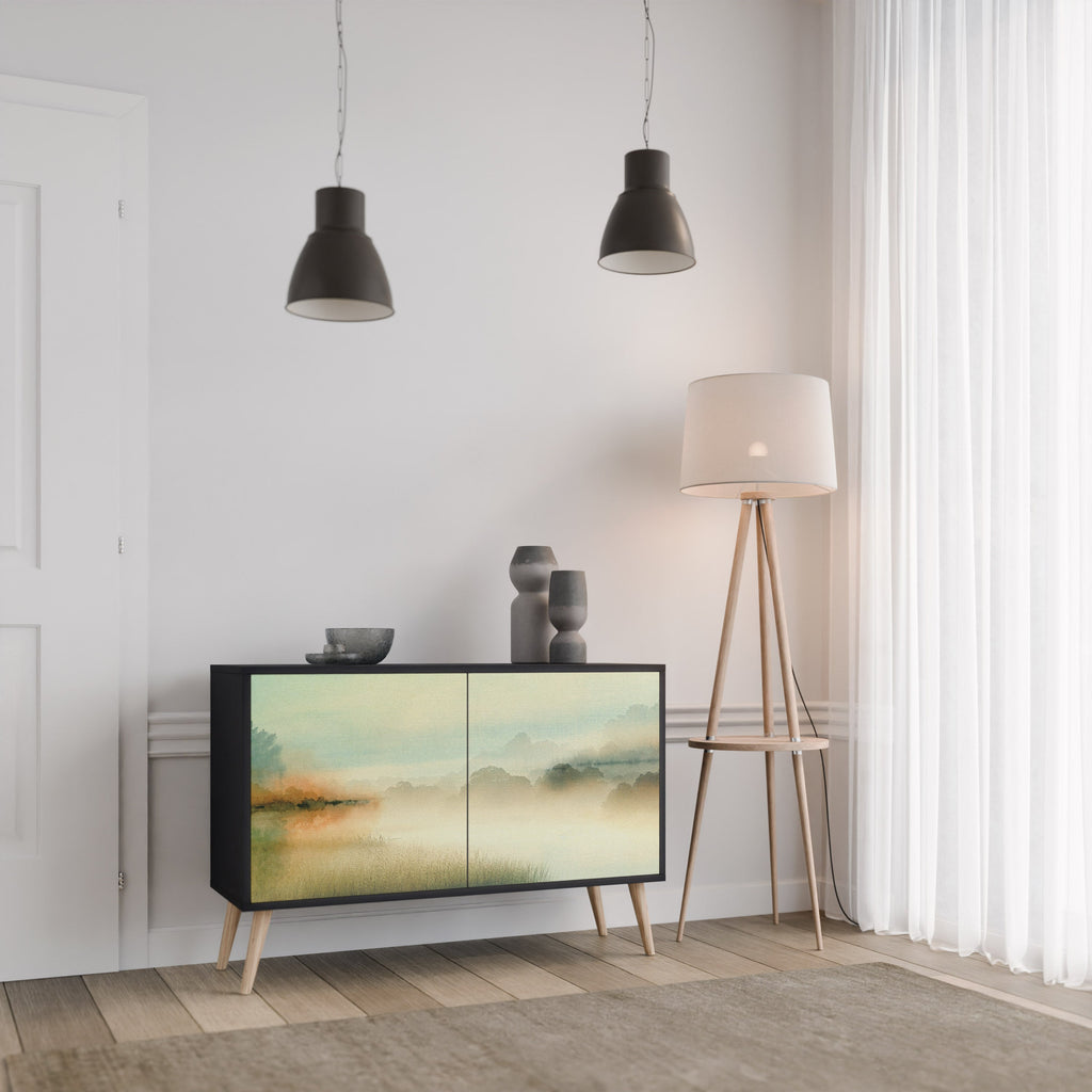 Buffet 2 portes MORNING BY THE LAKE en finition noire