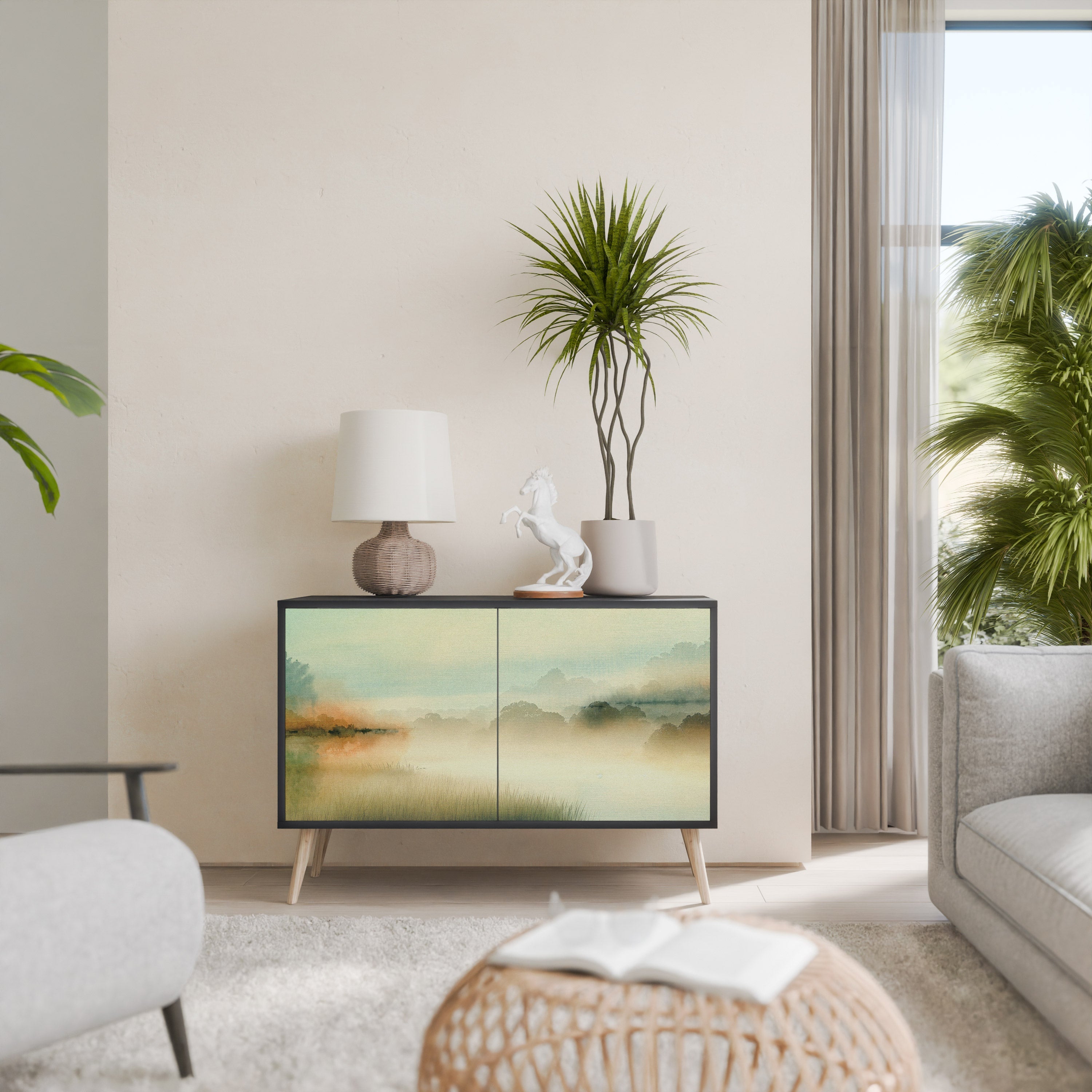 Buffet 2 portes MORNING BY THE LAKE en finition noire