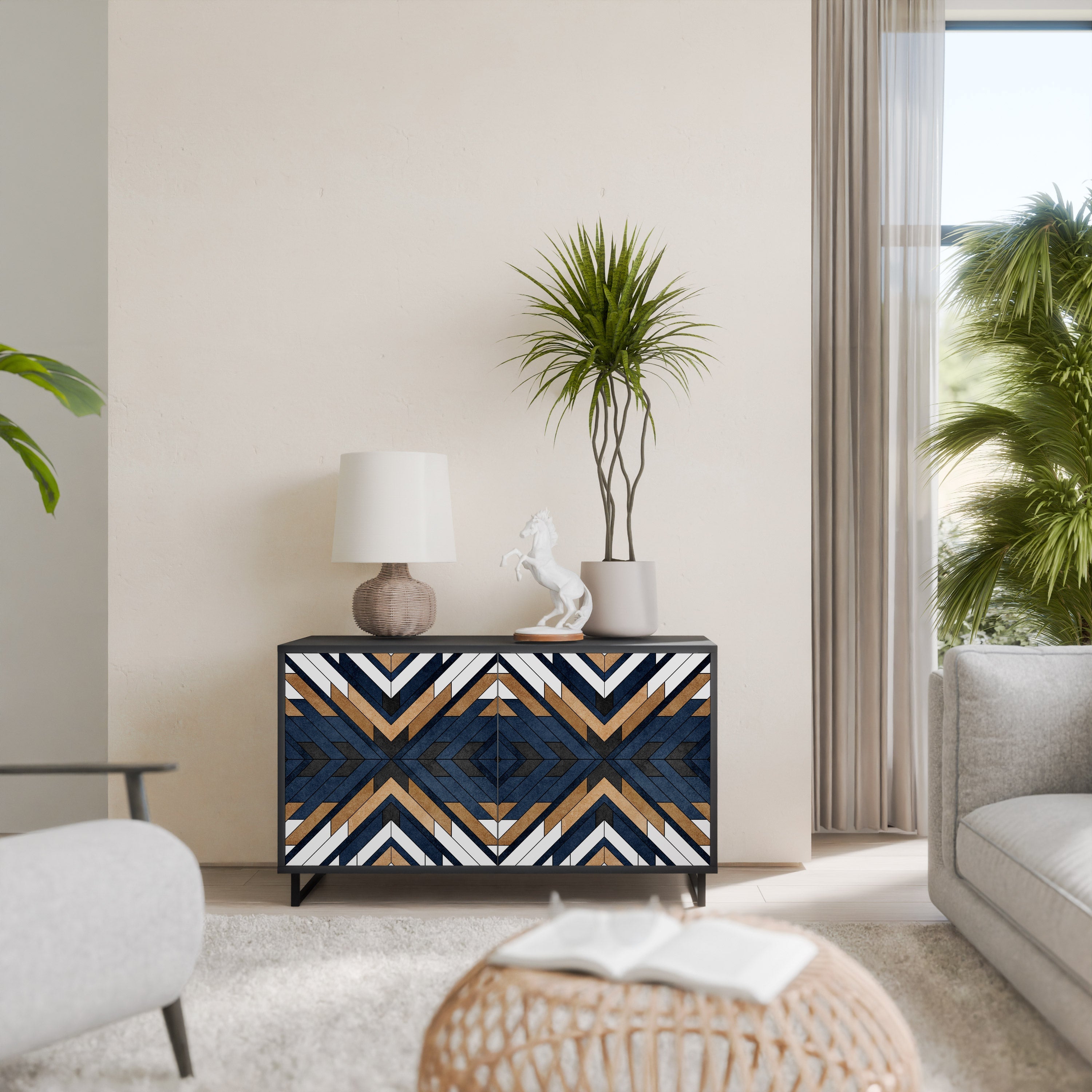 Buffet 2 portes ARTFUL GEOMETRY en finition noire