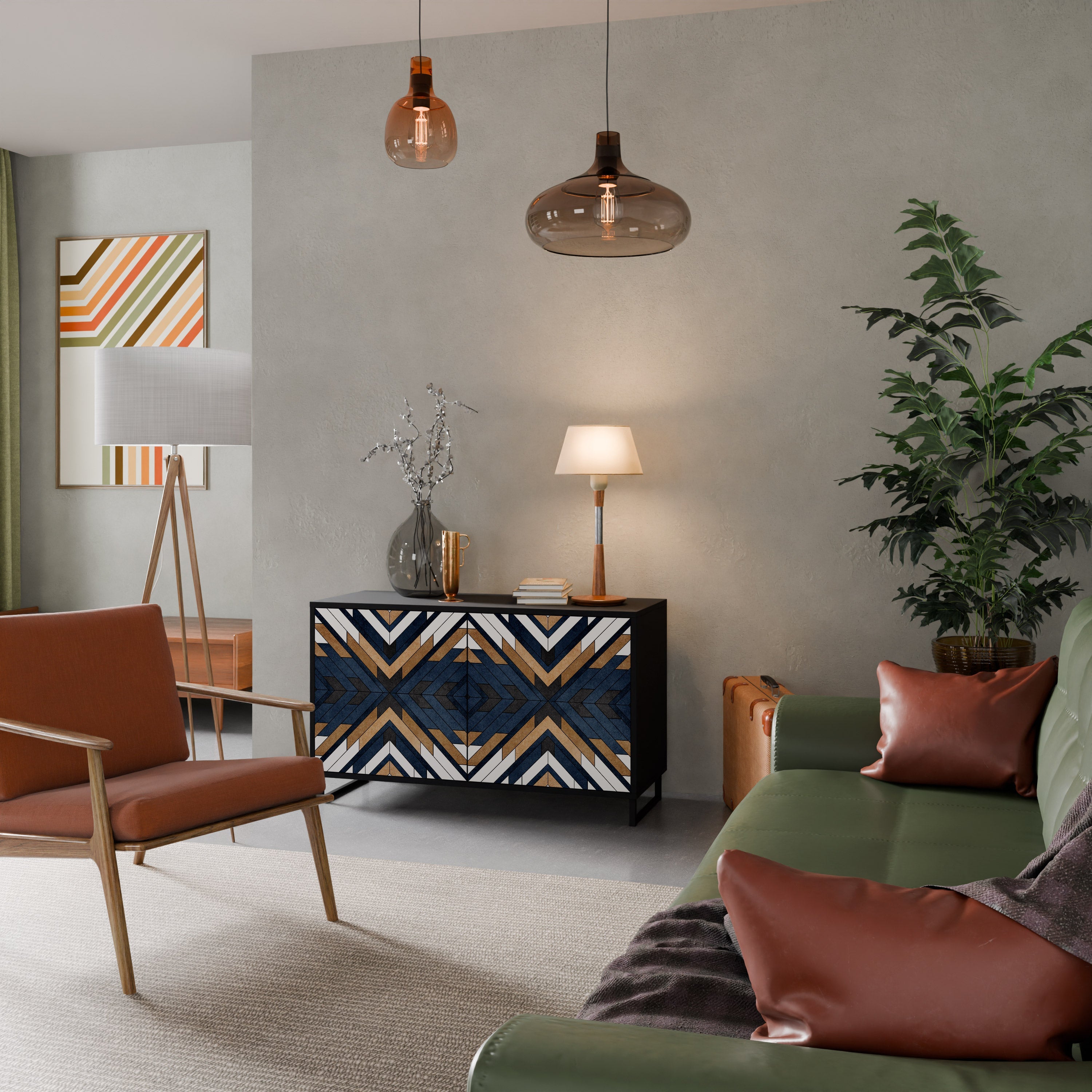 Buffet 2 portes ARTFUL GEOMETRY en finition noire