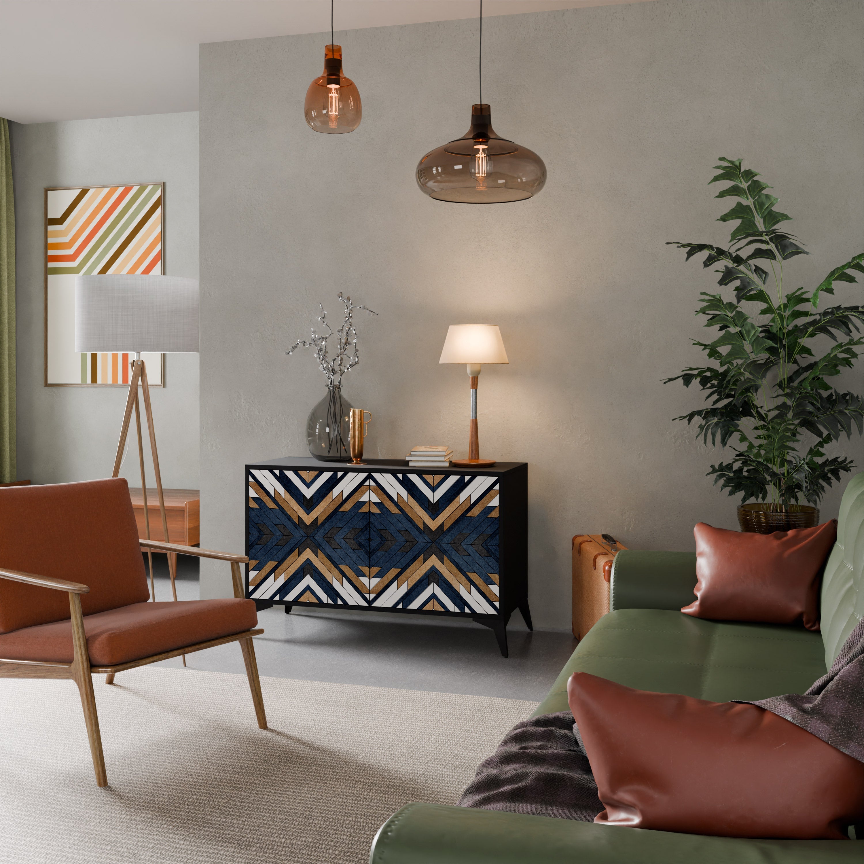 Buffet 2 portes ARTFUL GEOMETRY en finition noire