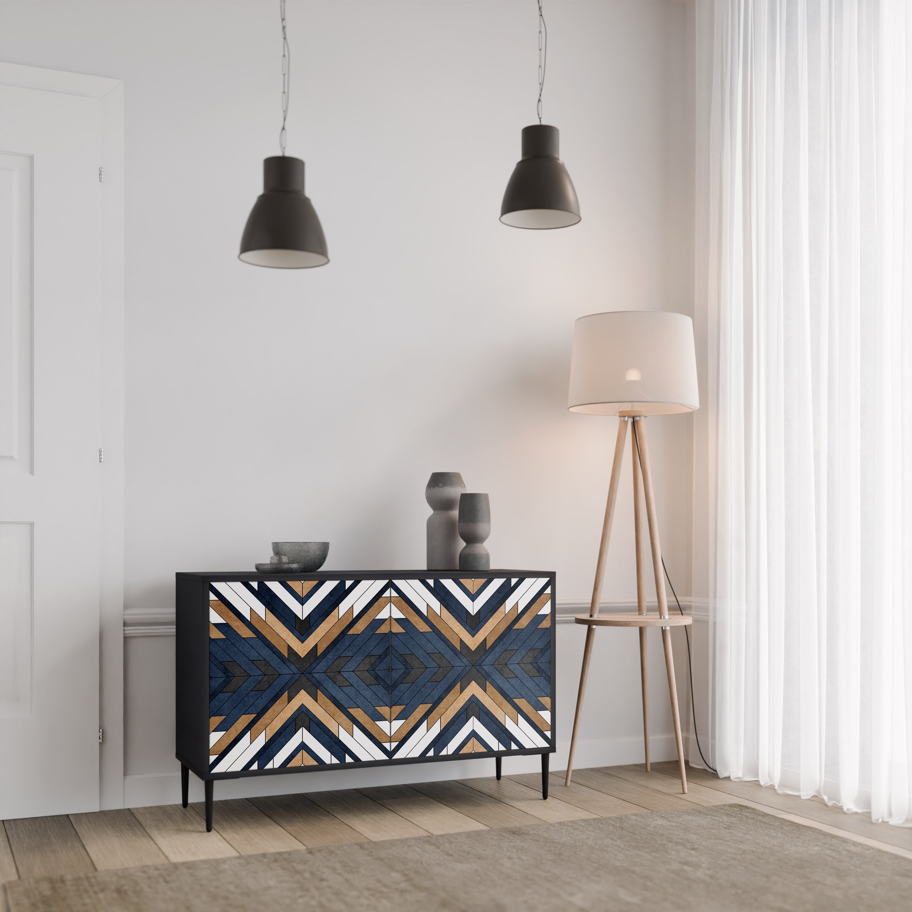 Buffet 2 portes ARTFUL GEOMETRY en finition noire