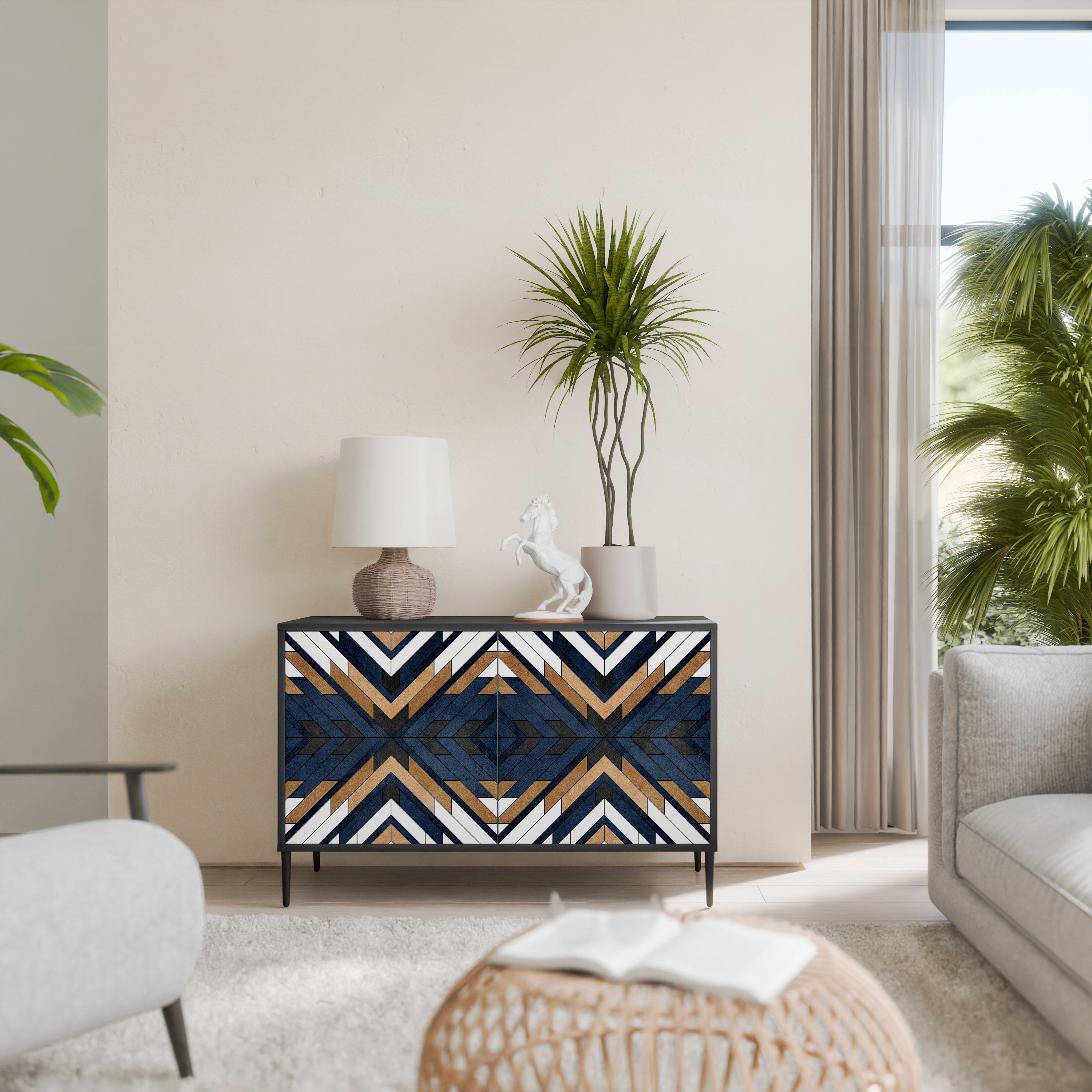 Buffet 2 portes ARTFUL GEOMETRY en finition noire