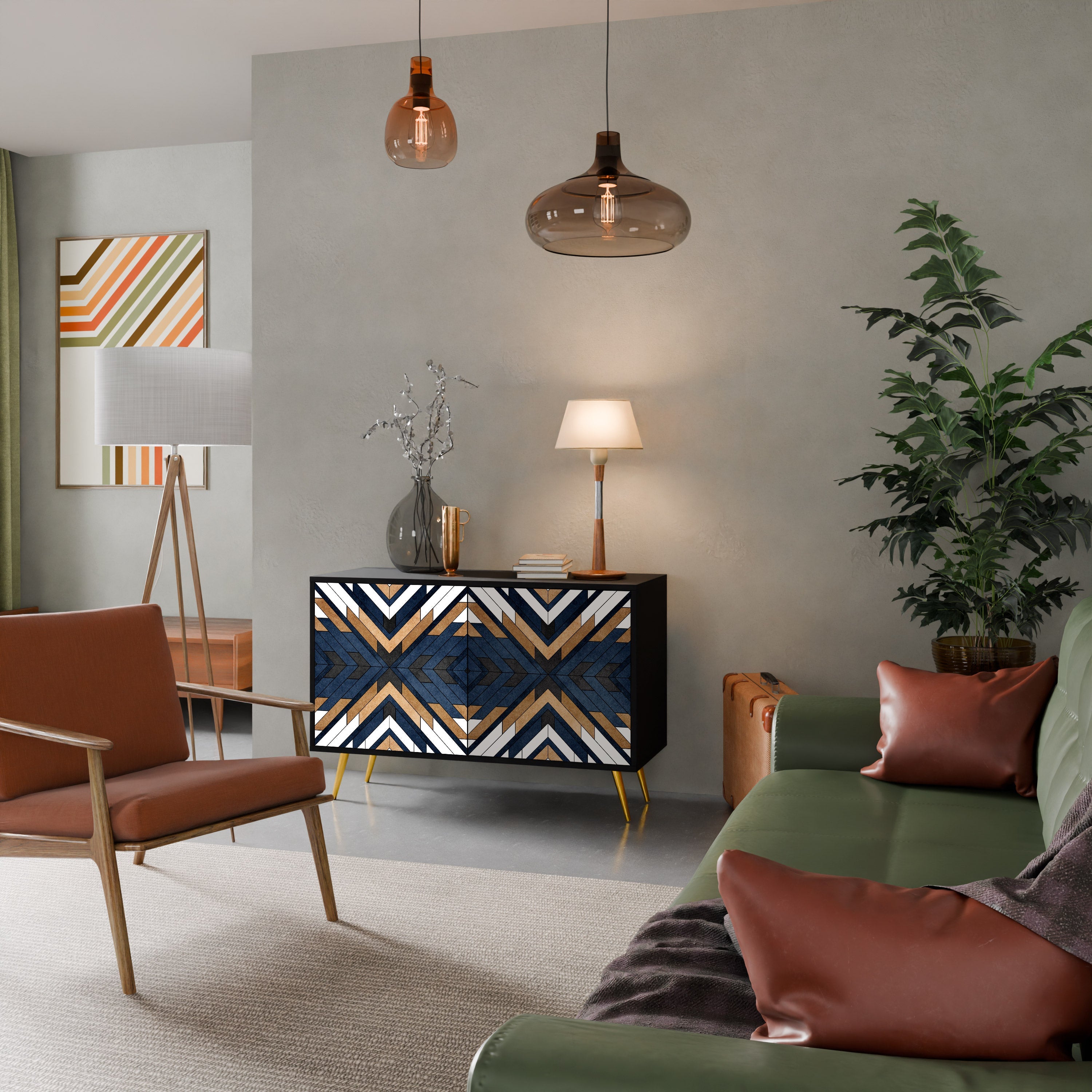 Buffet 2 portes ARTFUL GEOMETRY en finition noire