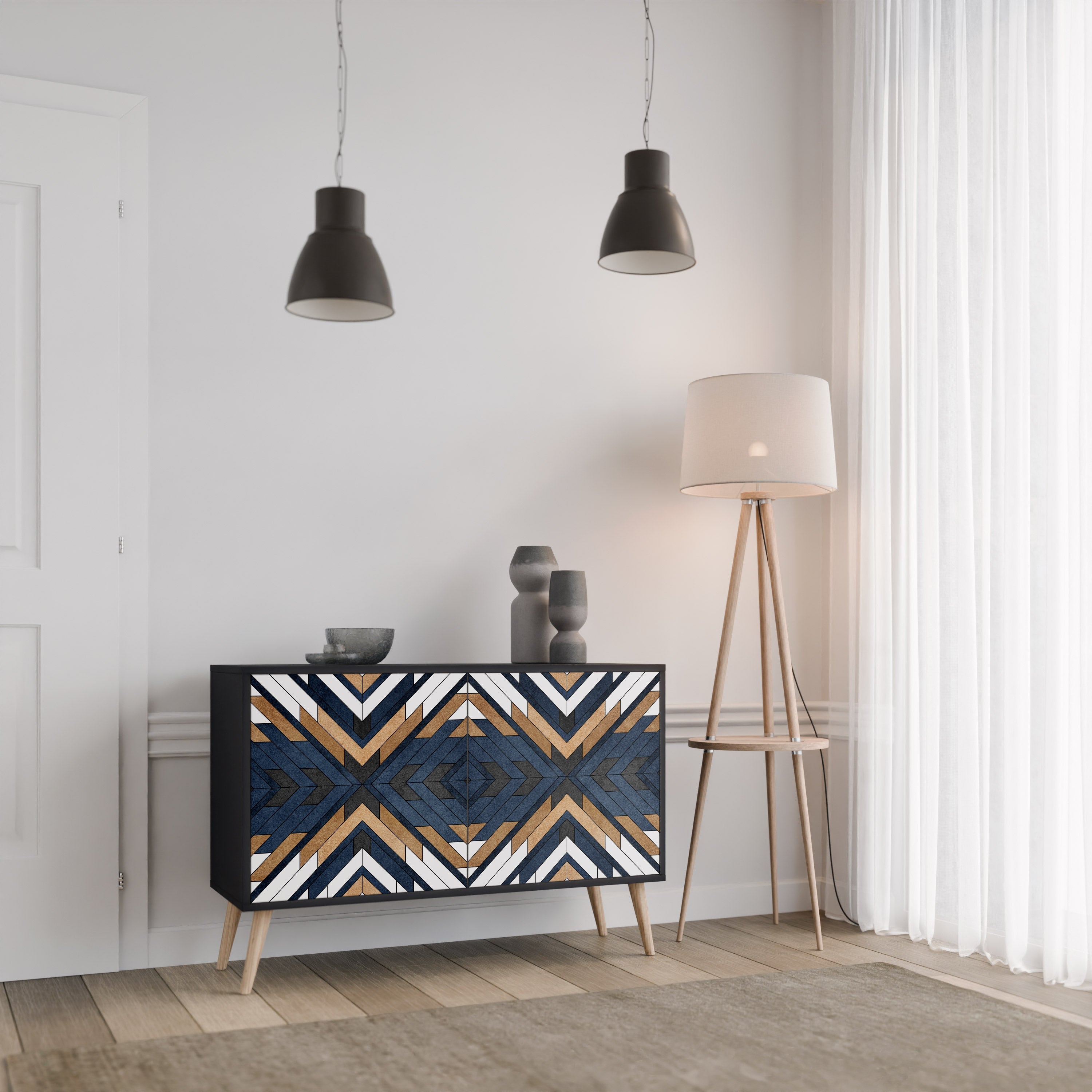 Buffet 2 portes ARTFUL GEOMETRY en finition noire