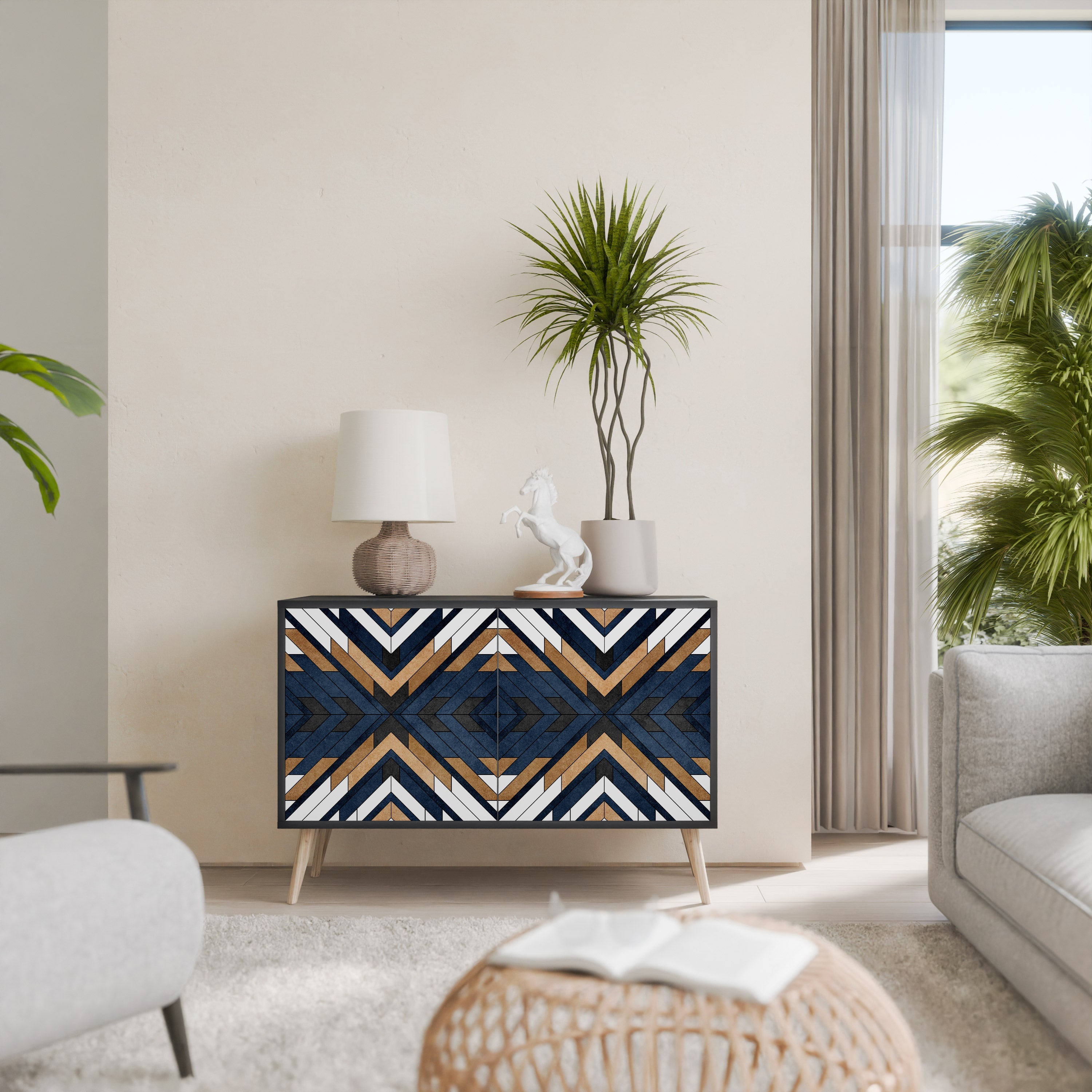 Buffet 2 portes ARTFUL GEOMETRY en finition noire