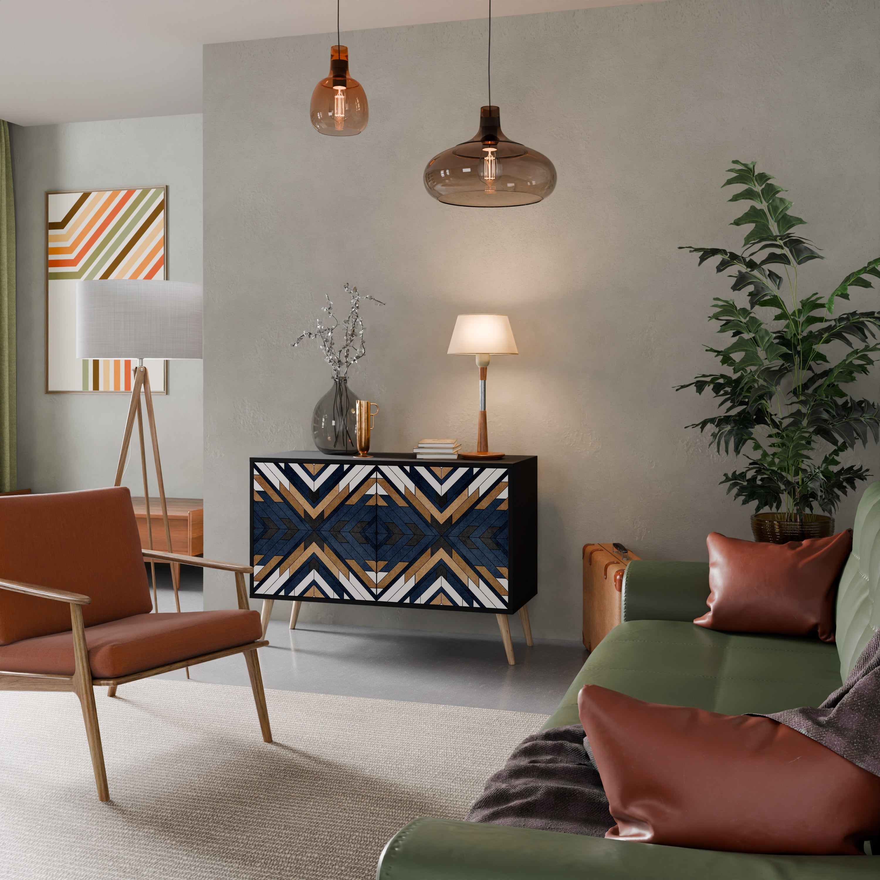 Buffet 2 portes ARTFUL GEOMETRY en finition noire