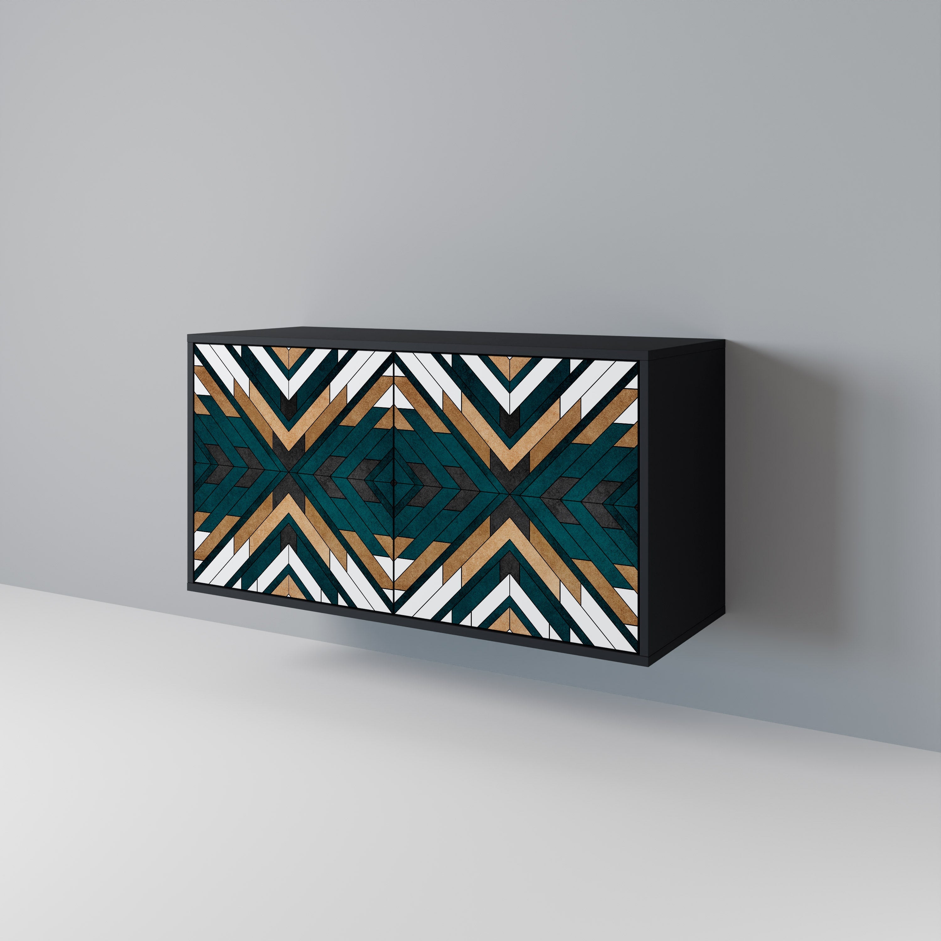 Buffet 2 portes ARTISTIC GEOMETRY en finition noire