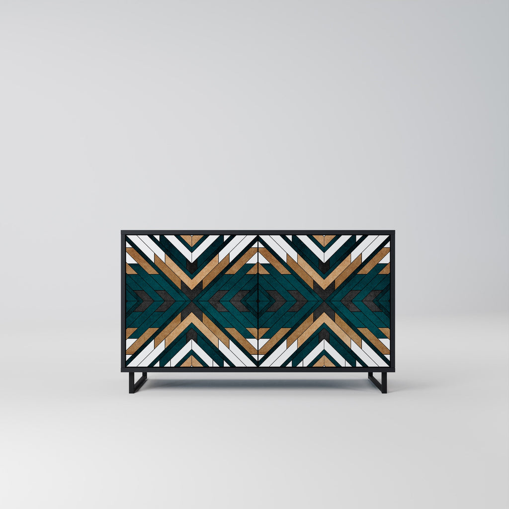 Buffet 2 portes ARTISTIC GEOMETRY en finition noire