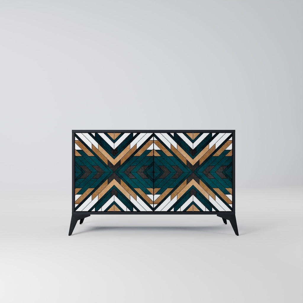 Buffet 2 portes ARTISTIC GEOMETRY en finition noire