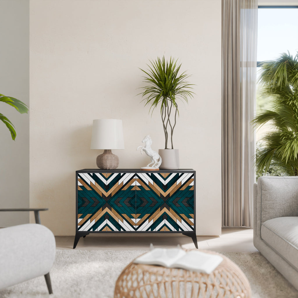 Buffet 2 portes ARTISTIC GEOMETRY en finition noire