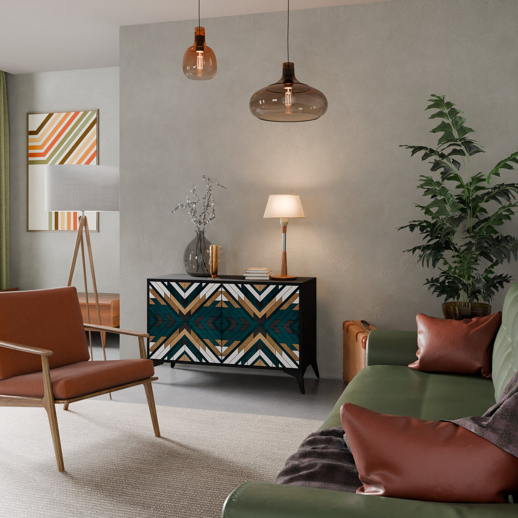 Buffet 2 portes ARTISTIC GEOMETRY en finition noire