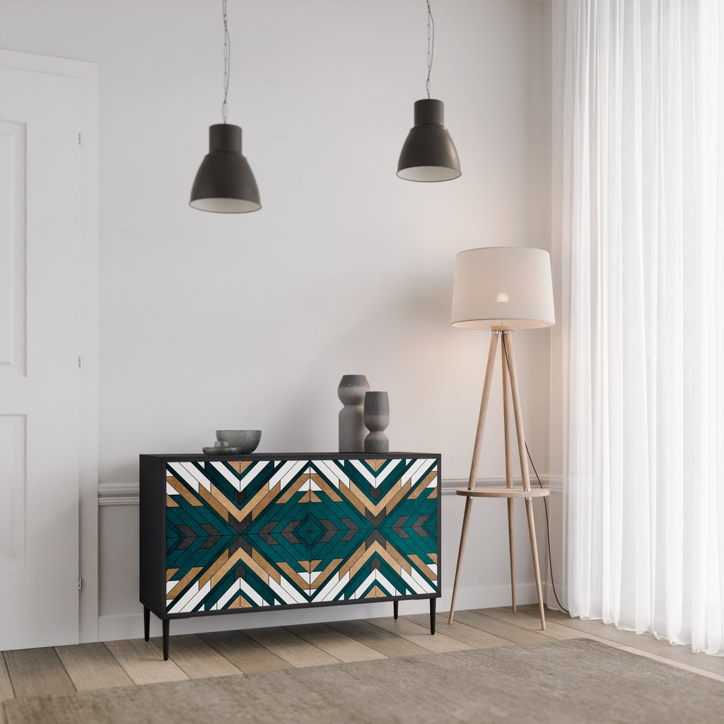 Buffet 2 portes ARTISTIC GEOMETRY en finition noire