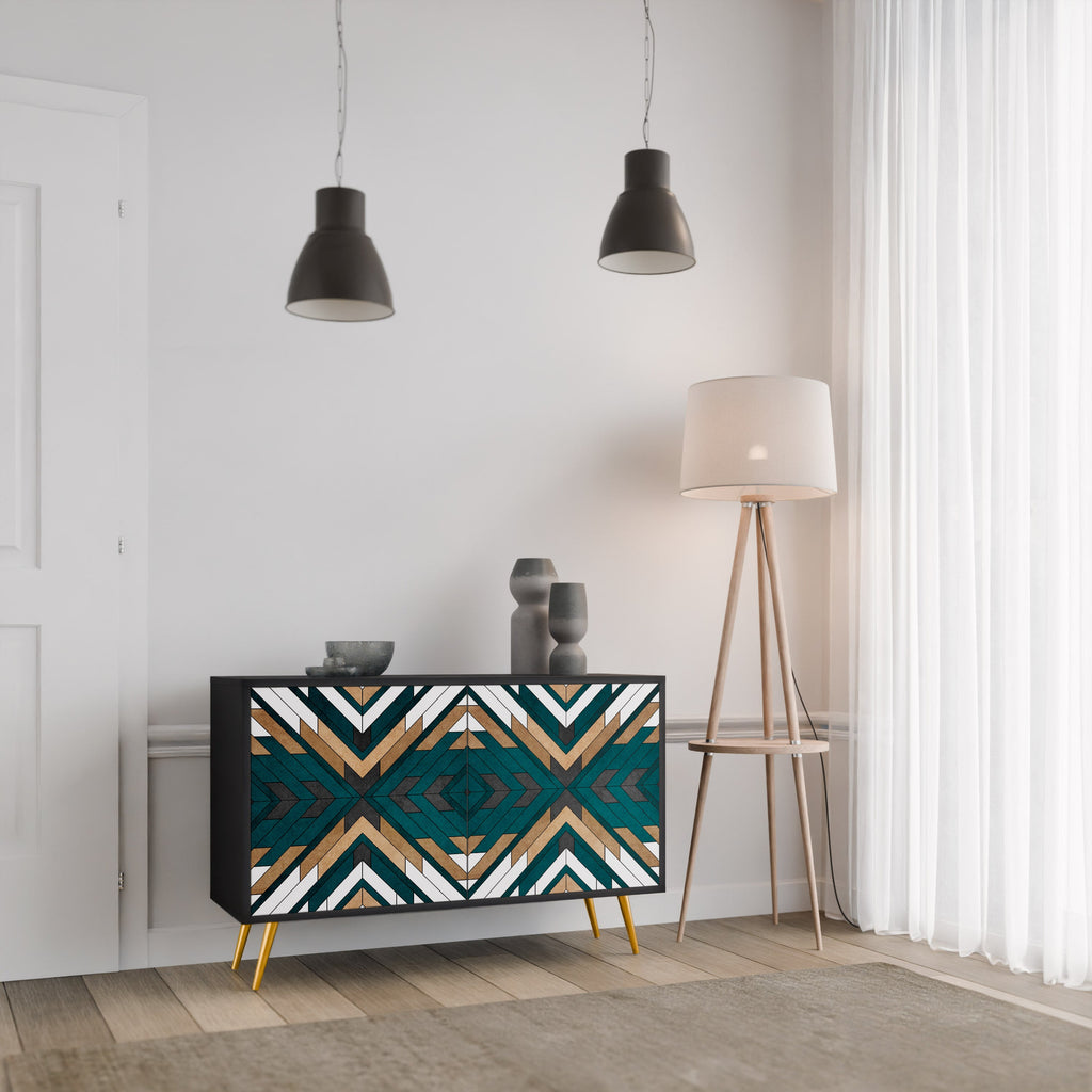 Buffet 2 portes ARTISTIC GEOMETRY en finition noire