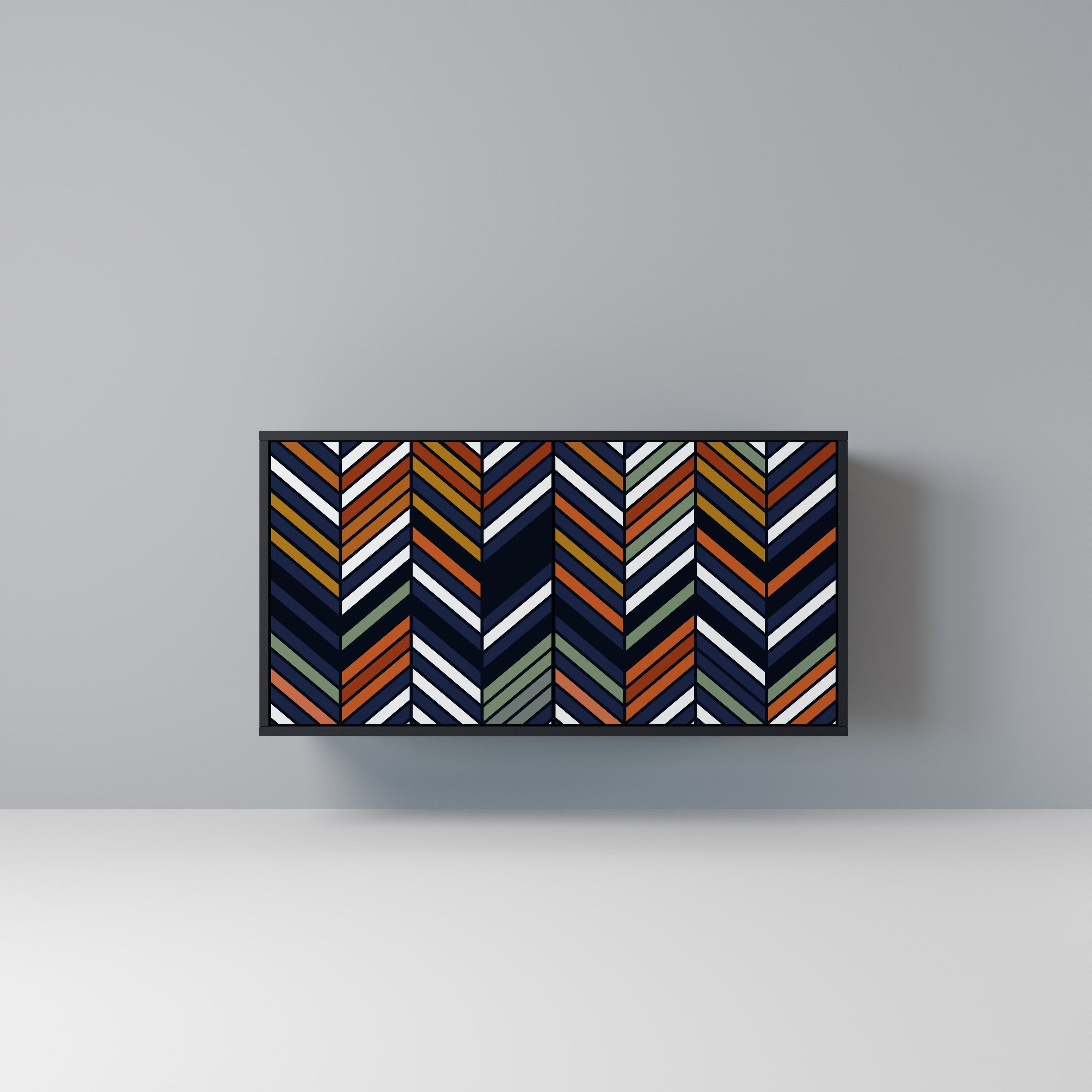 Buffet 2 portes PATCHWORK VIBRANT en finition noire