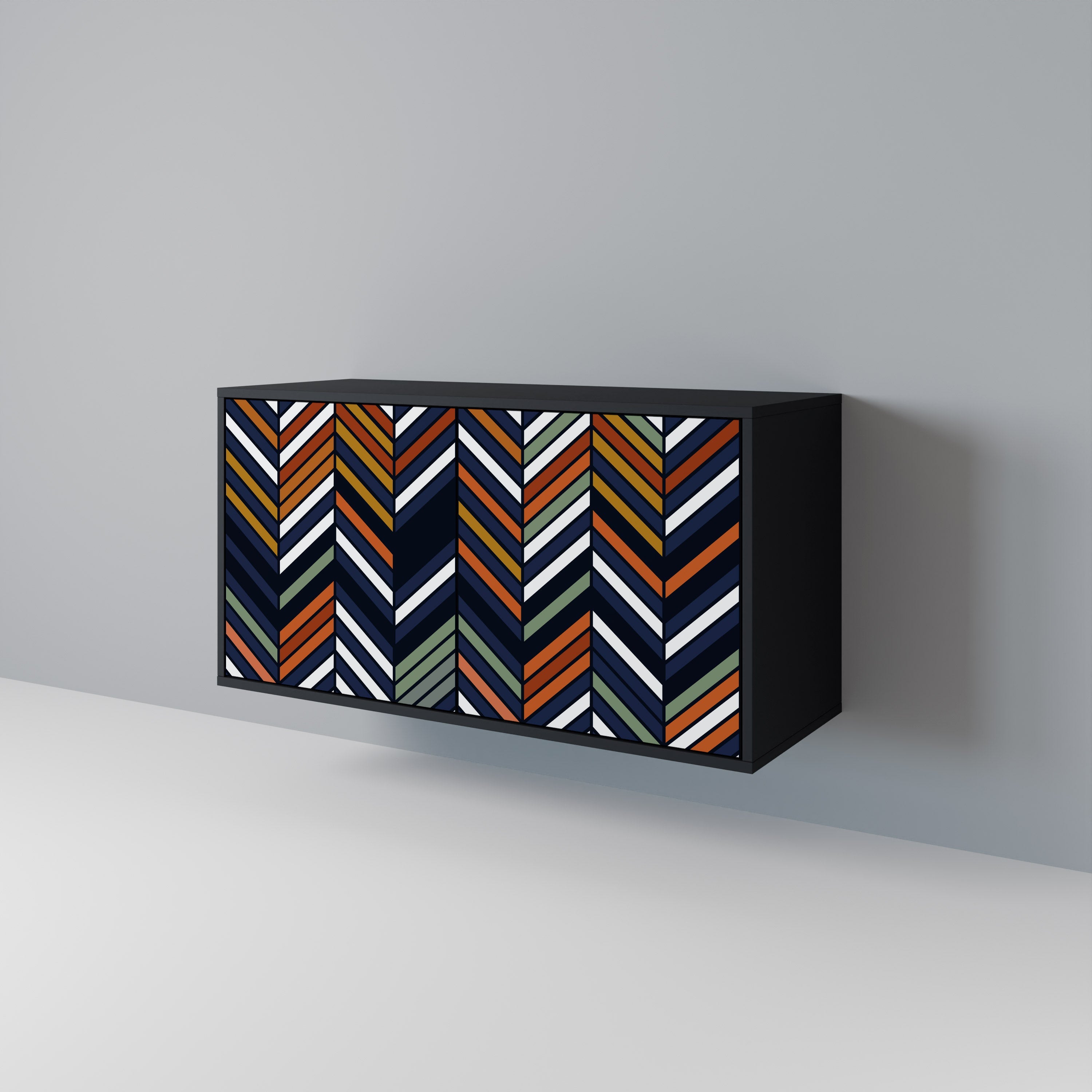 Buffet 2 portes PATCHWORK VIBRANT en finition noire