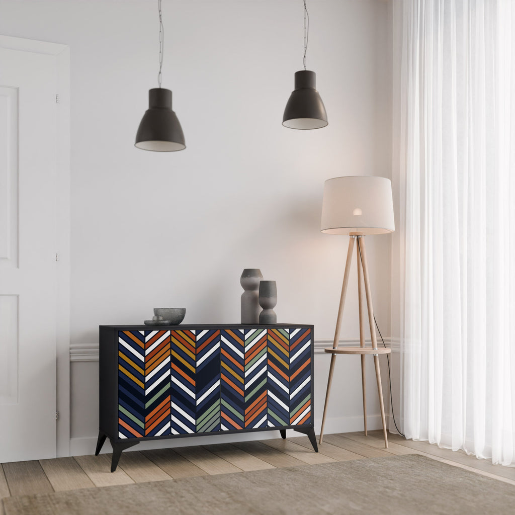 Buffet 2 portes PATCHWORK VIBRANT en finition noire
