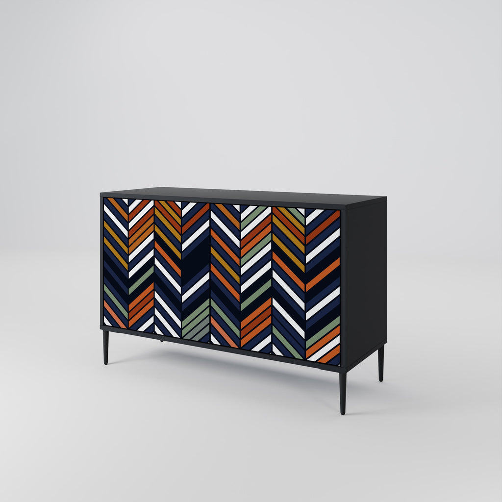 Buffet 2 portes PATCHWORK VIBRANT en finition noire