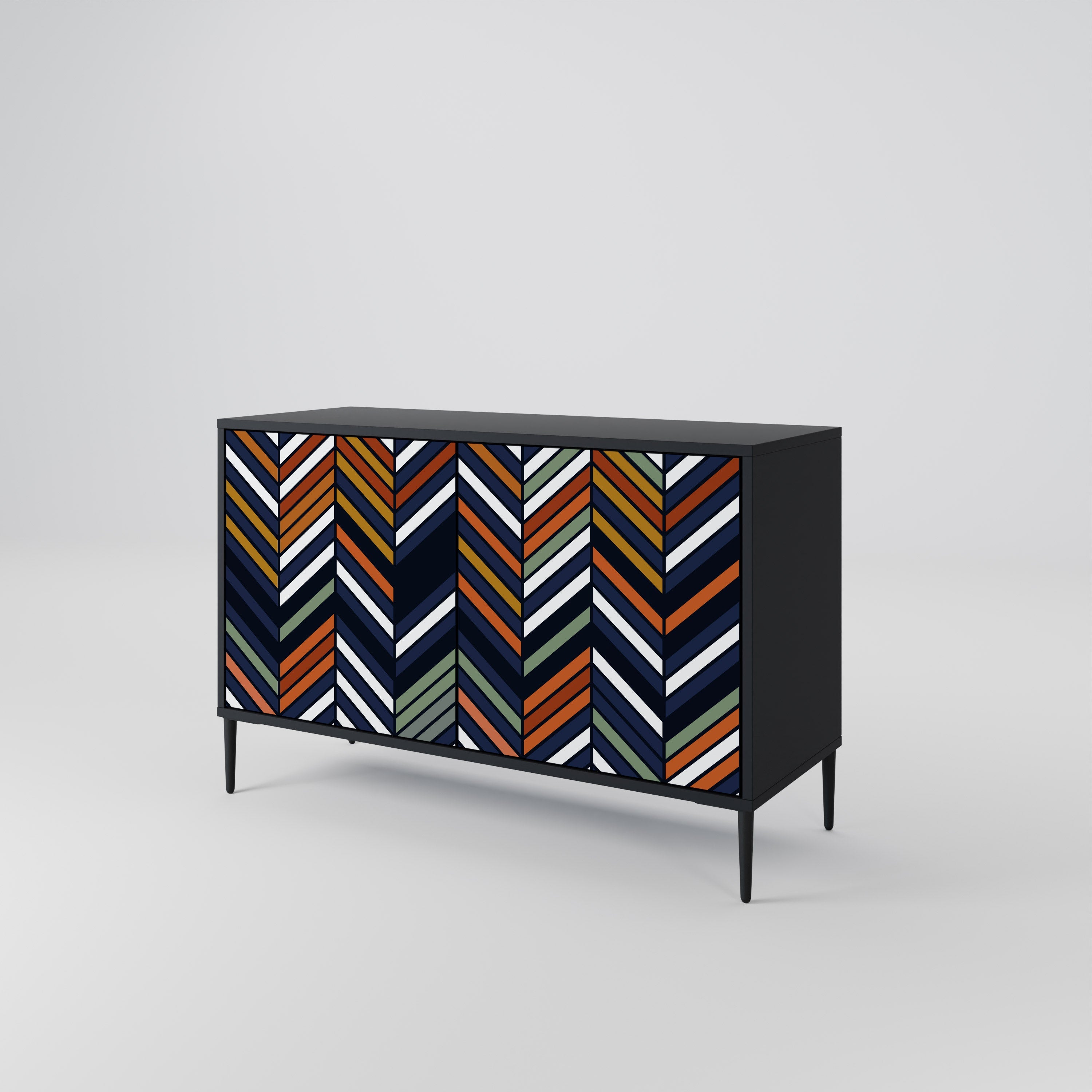 Buffet 2 portes PATCHWORK VIBRANT en finition noire