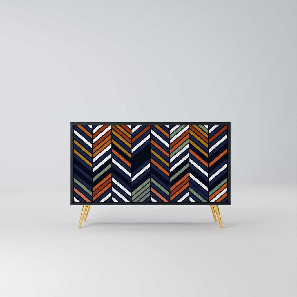 Buffet 2 portes PATCHWORK VIBRANT en finition noire