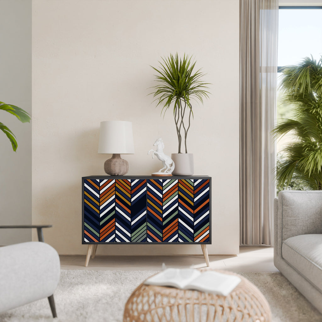 Buffet 2 portes PATCHWORK VIBRANT en finition noire