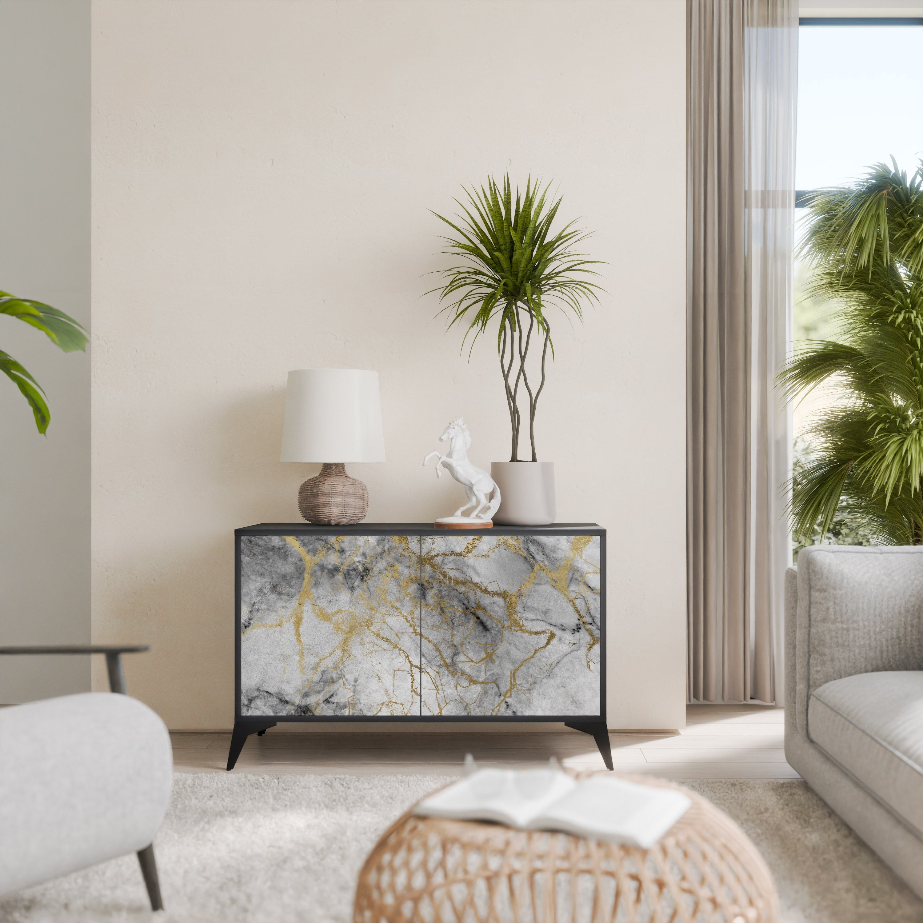 Buffet 2 portes TIMELESS GLIDE finition noire