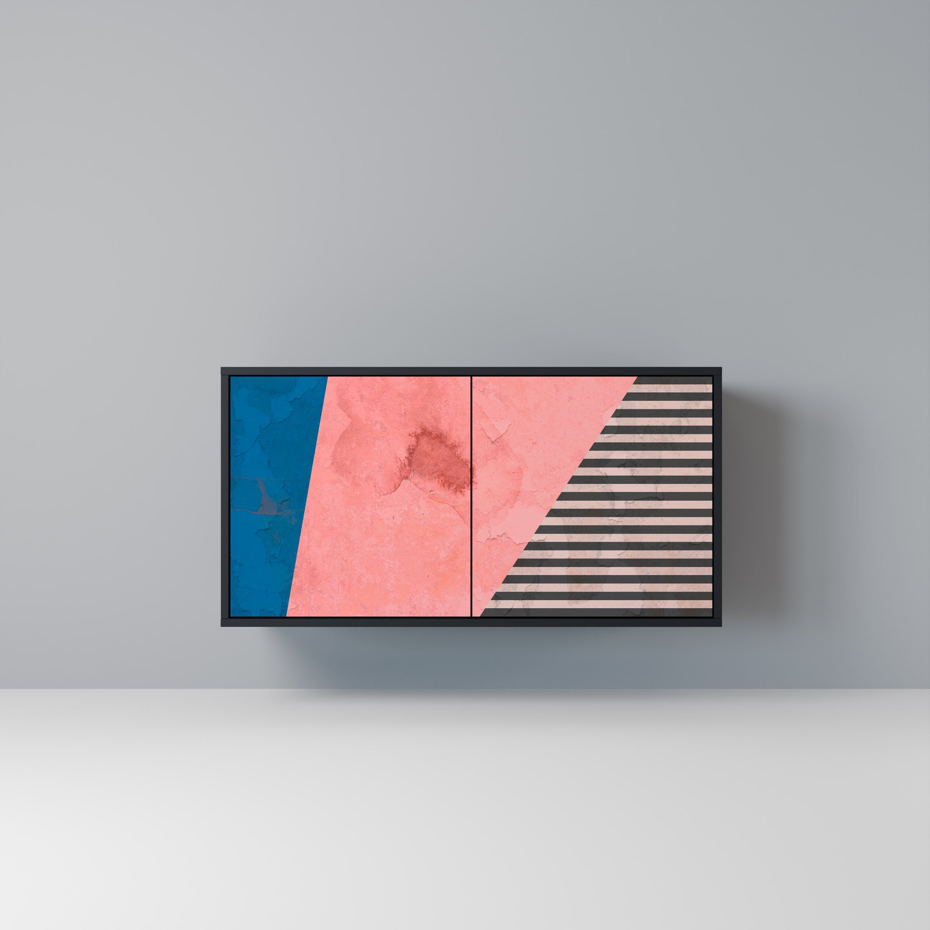 Buffet 2 portes GLAMOROUS STRIPE en finition noire