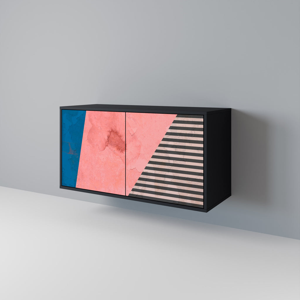 Buffet 2 portes GLAMOROUS STRIPE en finition noire