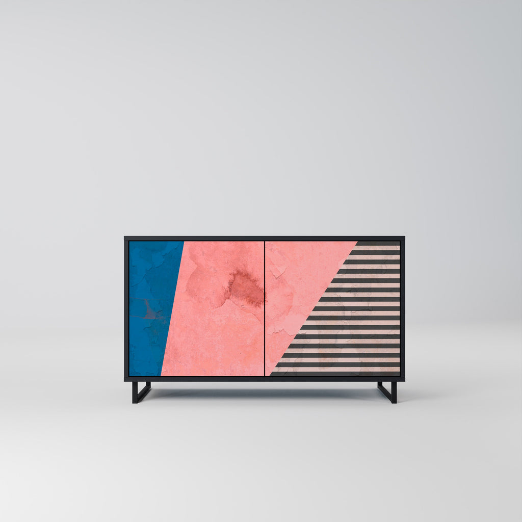 Buffet 2 portes GLAMOROUS STRIPE en finition noire