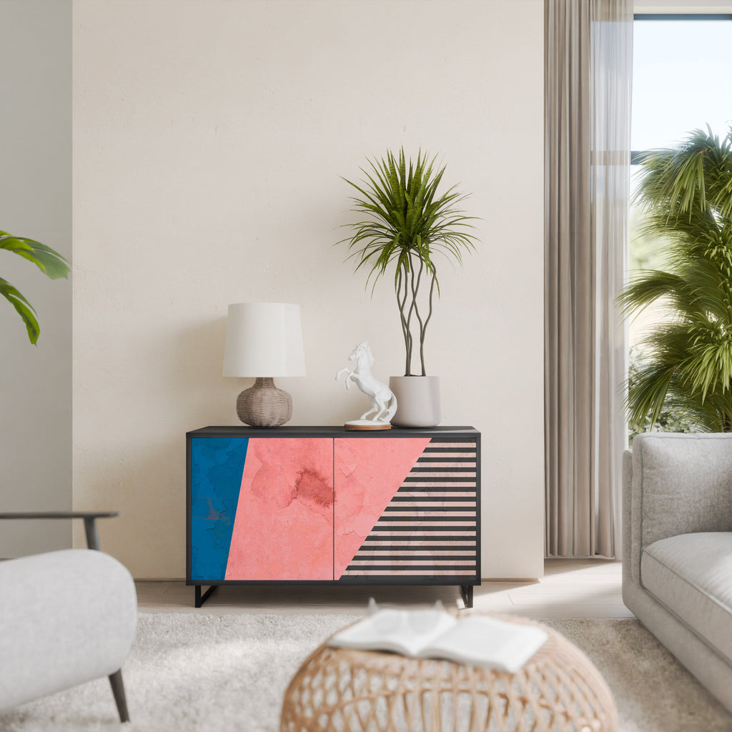 Buffet 2 portes GLAMOROUS STRIPE en finition noire